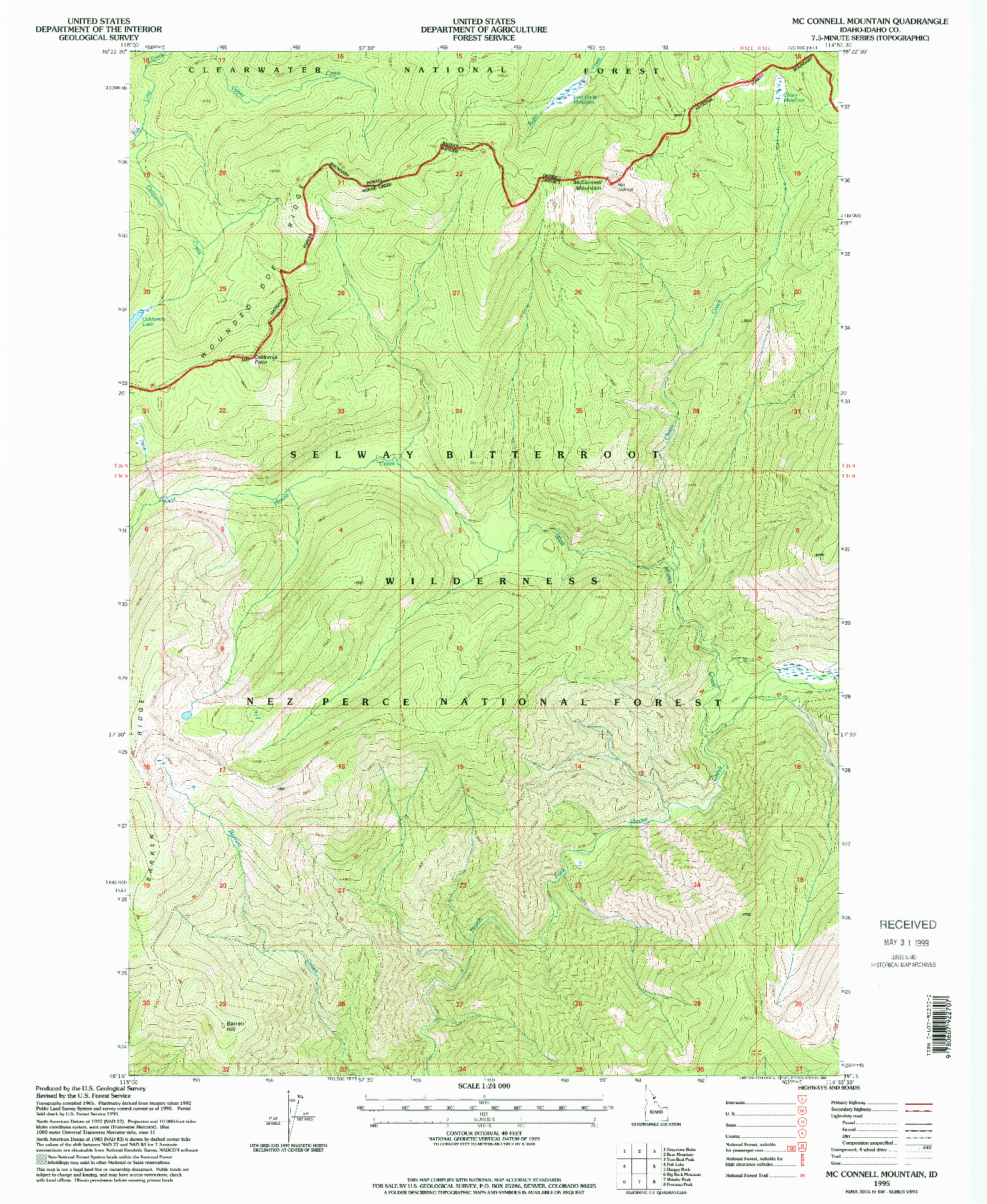 USGS 1:24000-SCALE QUADRANGLE FOR MC CONNELL MOUNTAIN, ID 1995