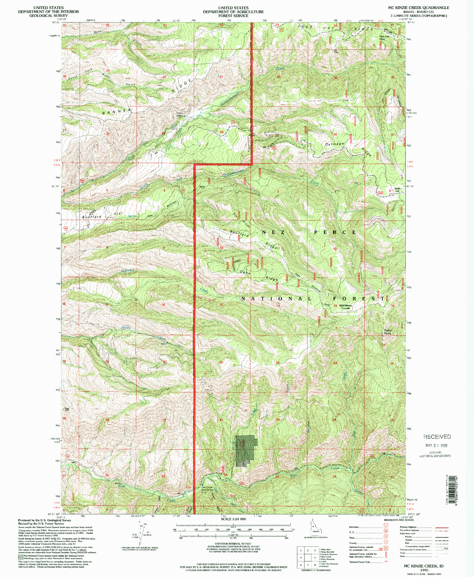 USGS 1:24000-SCALE QUADRANGLE FOR MC KINZIE CREEK, ID 1995