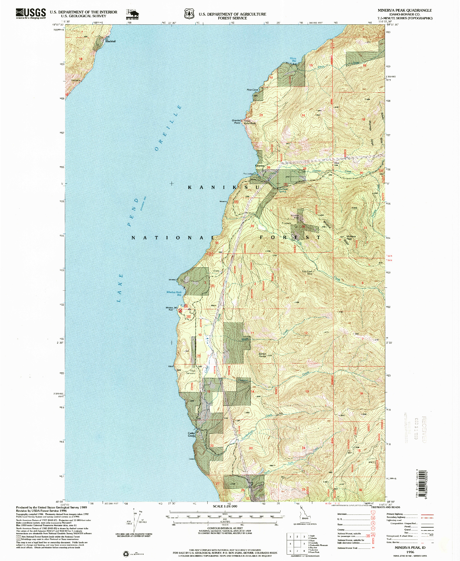 USGS 1:24000-SCALE QUADRANGLE FOR MINERVA PEAK, ID 1996