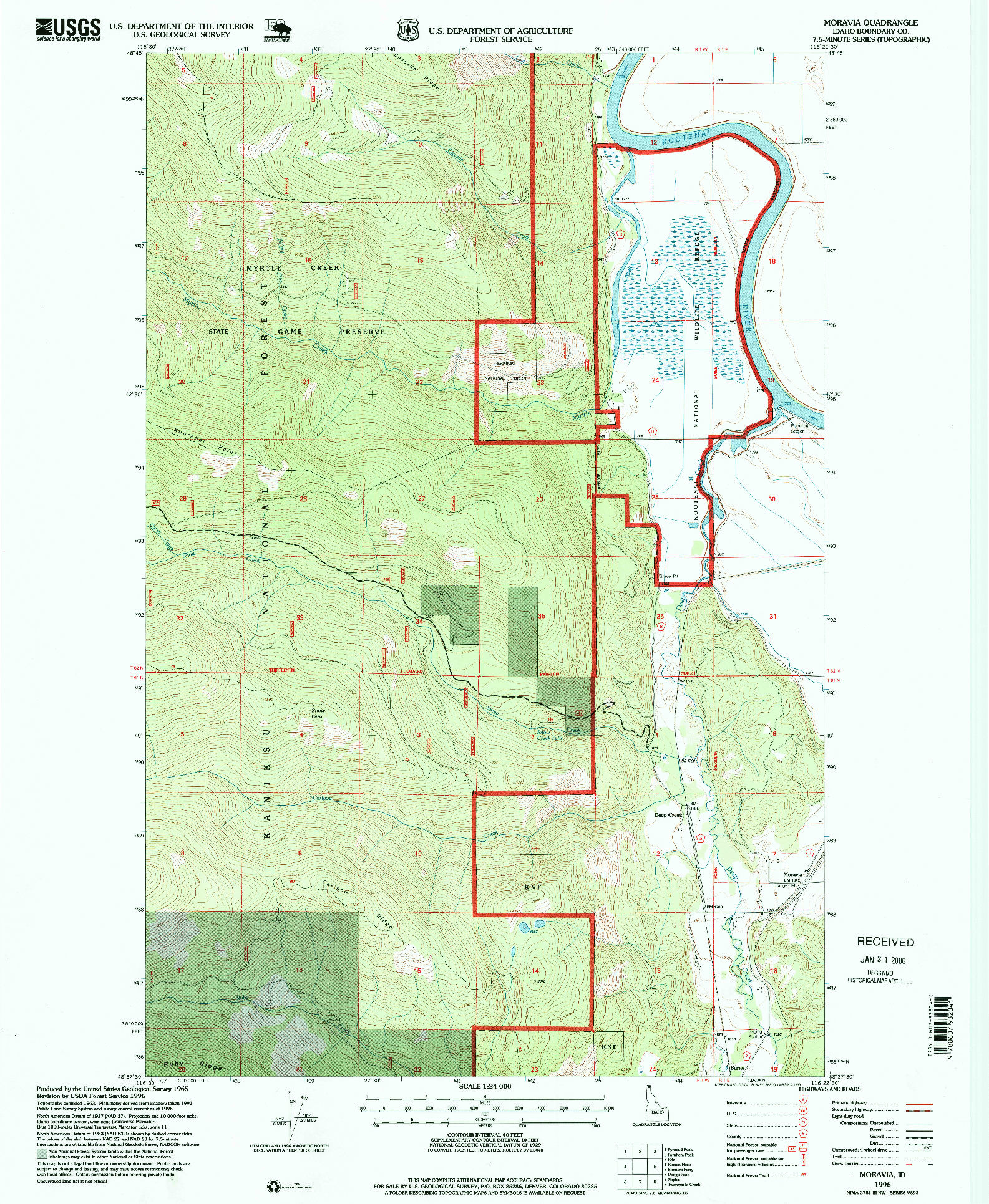 USGS 1:24000-SCALE QUADRANGLE FOR MORAVIA, ID 1996