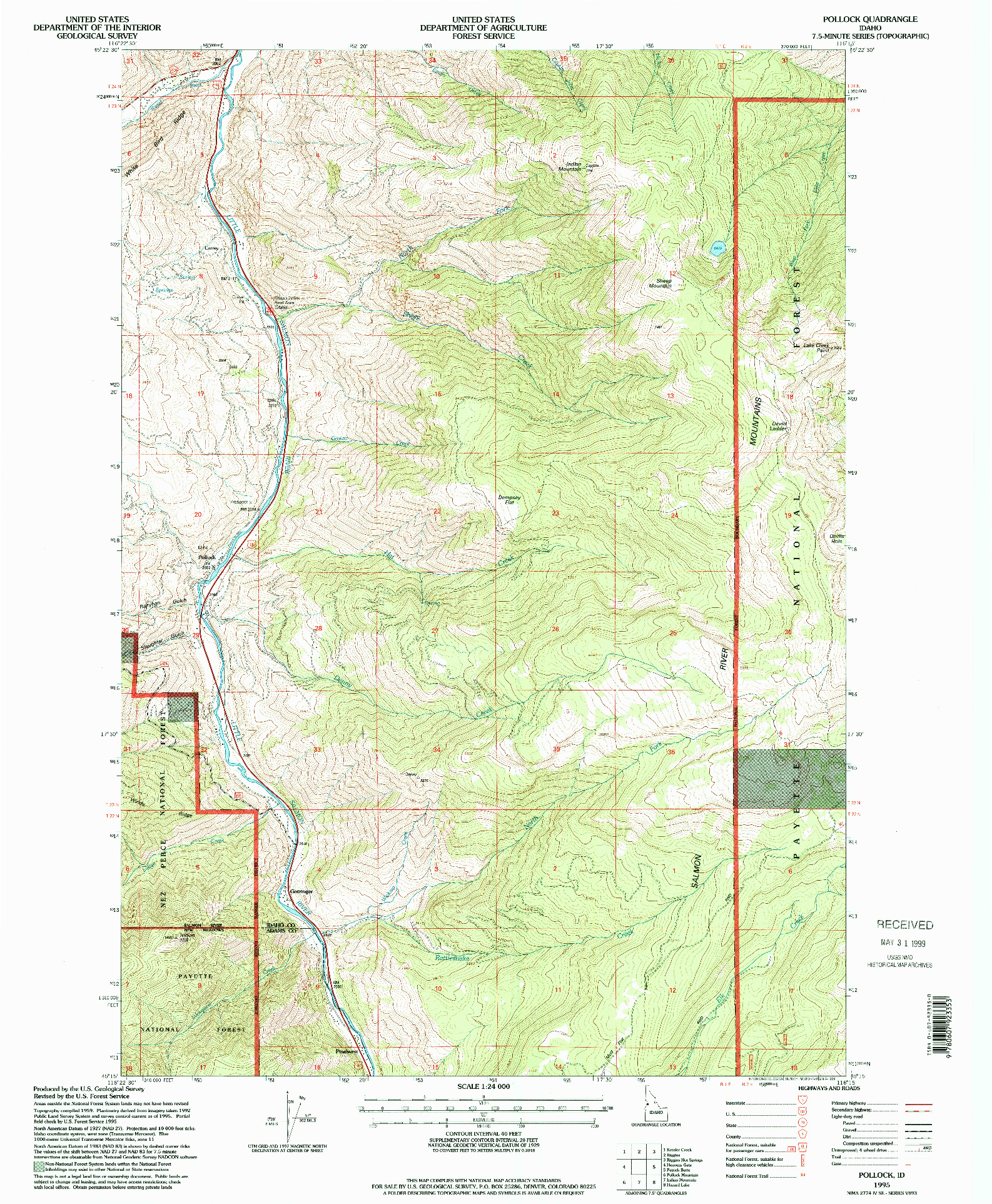 USGS 1:24000-SCALE QUADRANGLE FOR POLLOCK, ID 1995