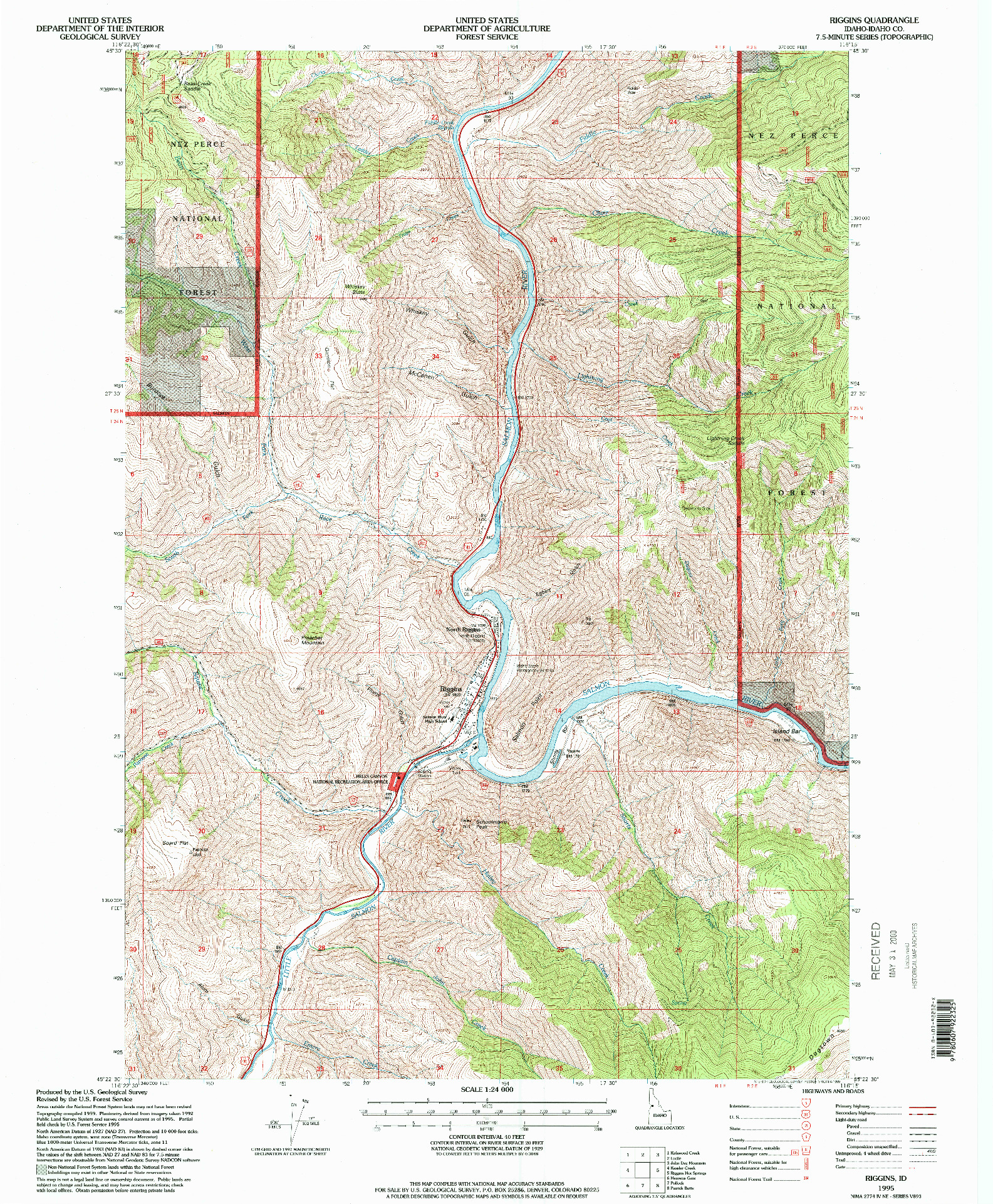 USGS 1:24000-SCALE QUADRANGLE FOR RIGGINS, ID 1995