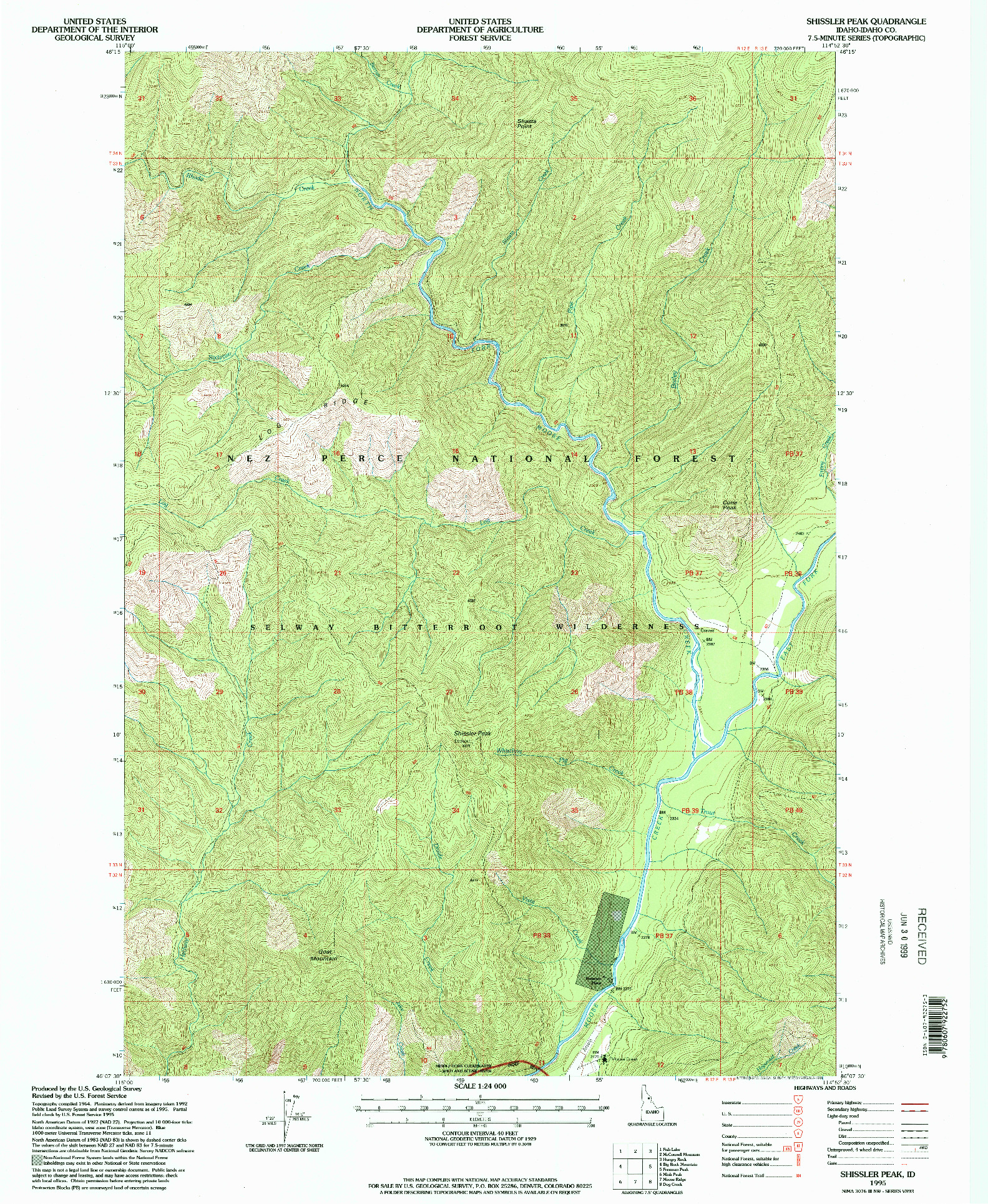 USGS 1:24000-SCALE QUADRANGLE FOR SHISSLER PEAK, ID 1995