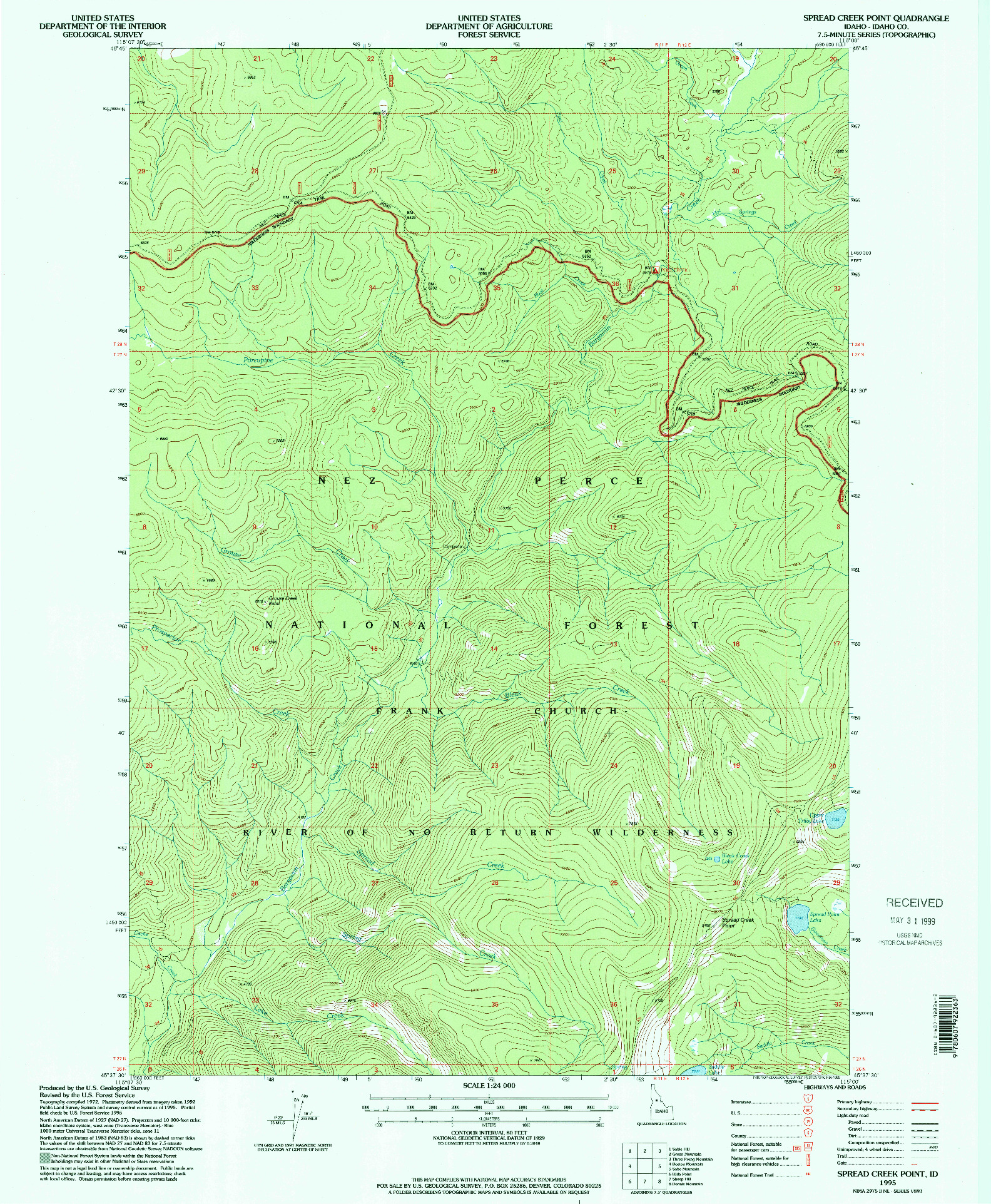 USGS 1:24000-SCALE QUADRANGLE FOR SPREAD CREEK POINT, ID 1995