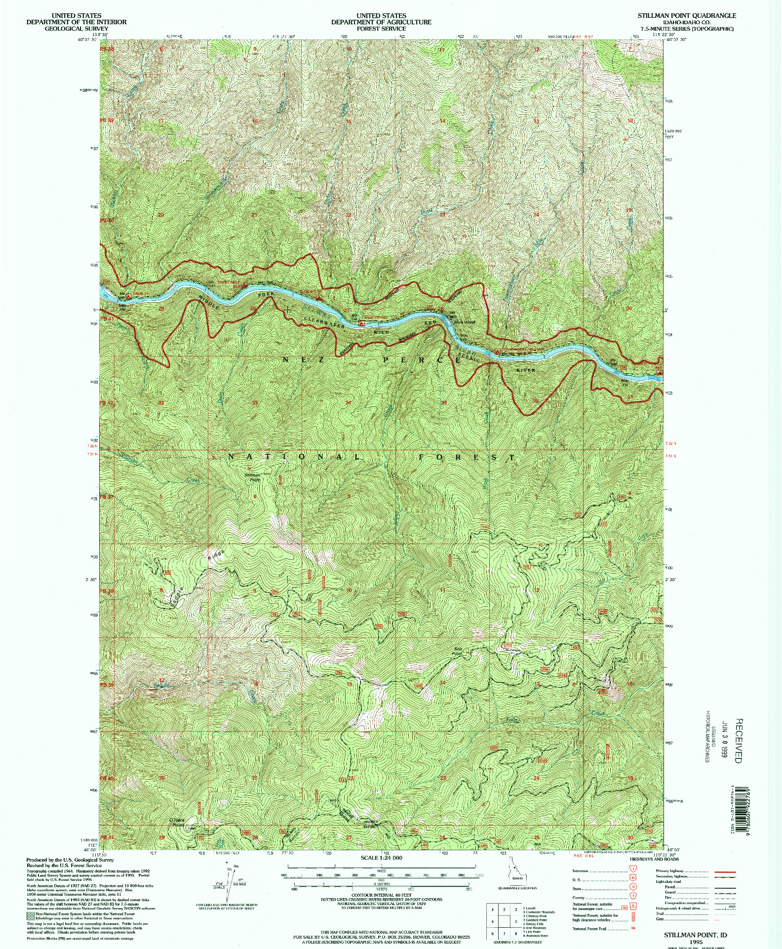 USGS 1:24000-SCALE QUADRANGLE FOR STILLMAN POINT, ID 1995