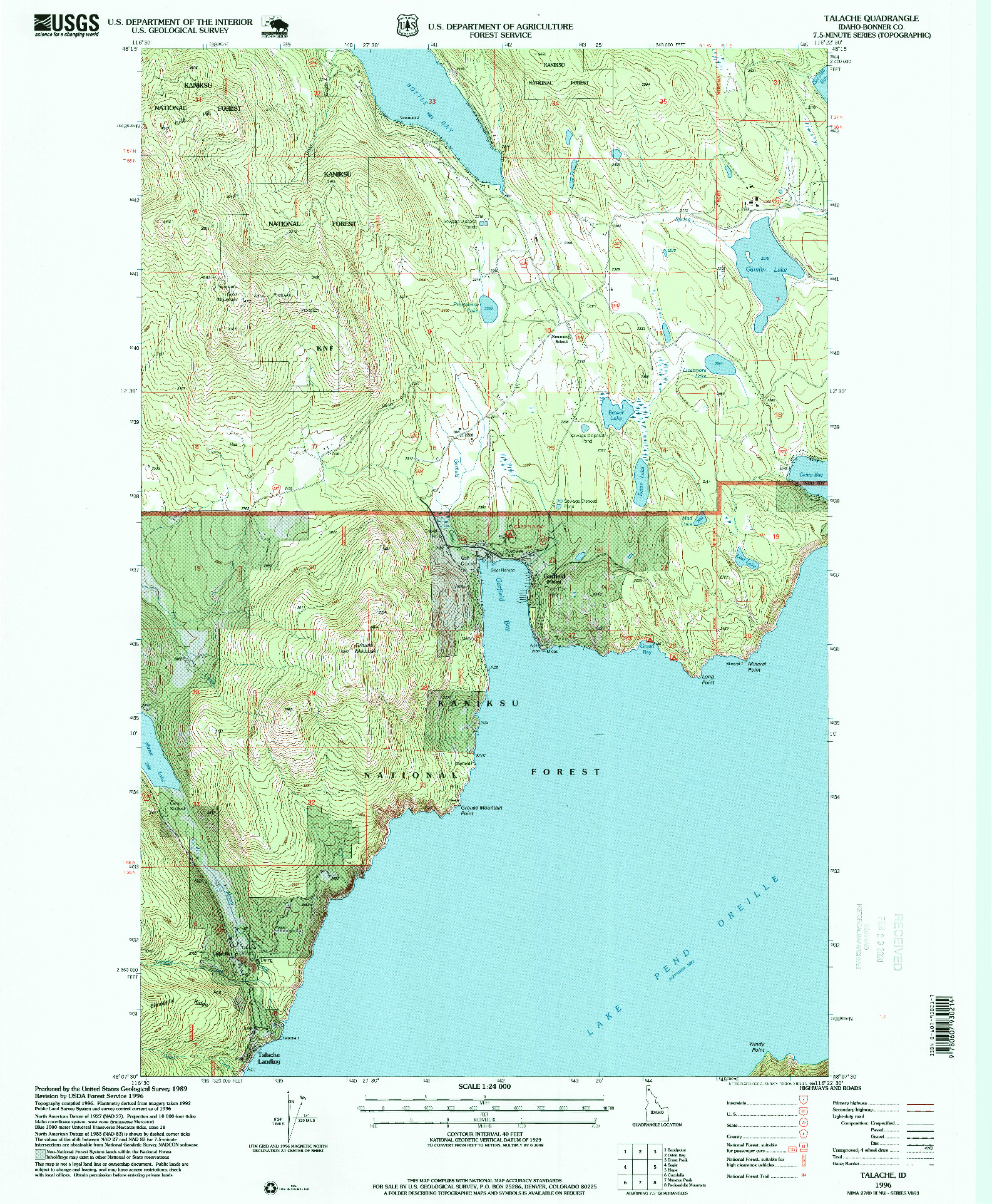 USGS 1:24000-SCALE QUADRANGLE FOR TALACHE, ID 1996
