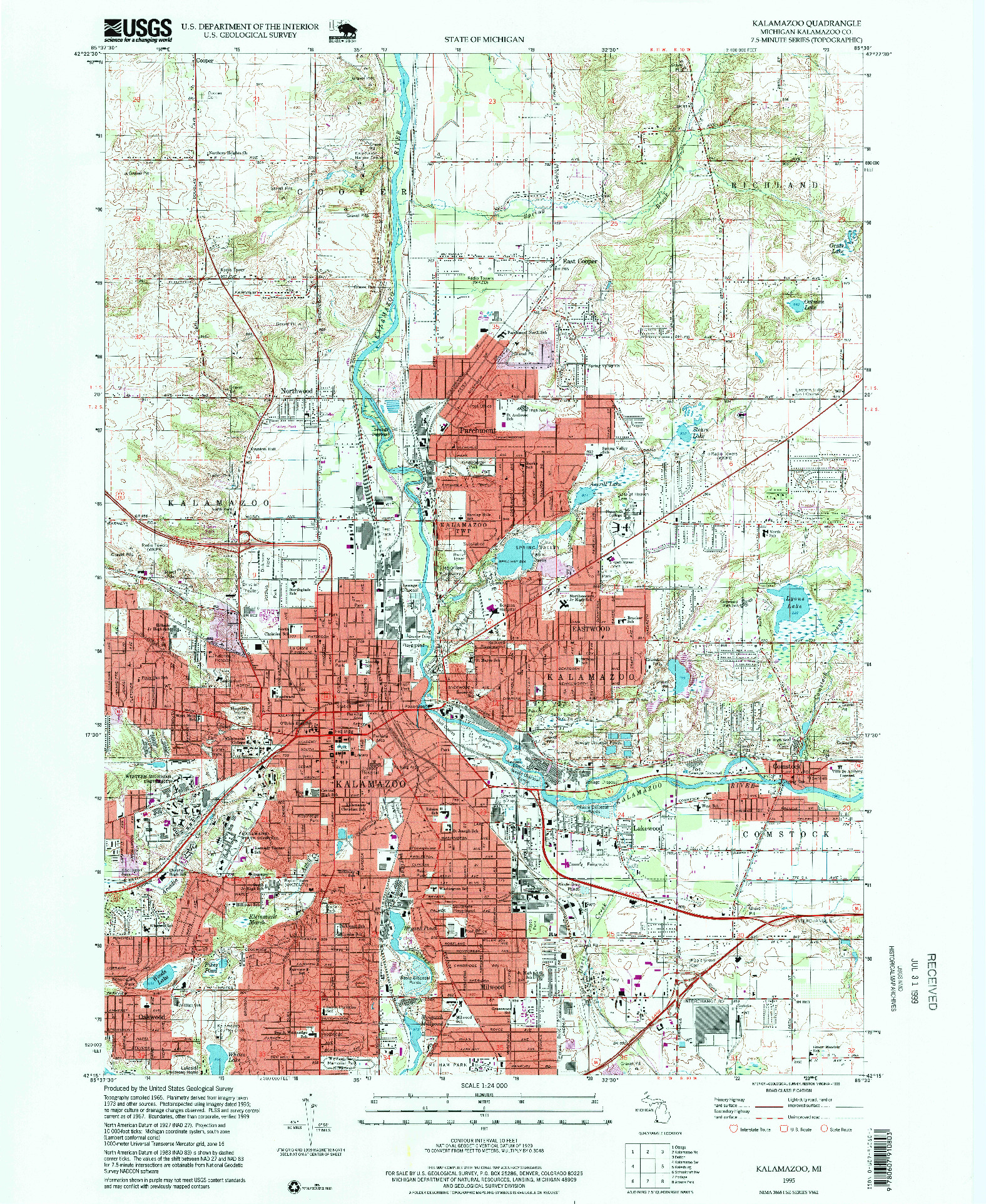 USGS 1:24000-SCALE QUADRANGLE FOR KALAMAZOO, MI 1995