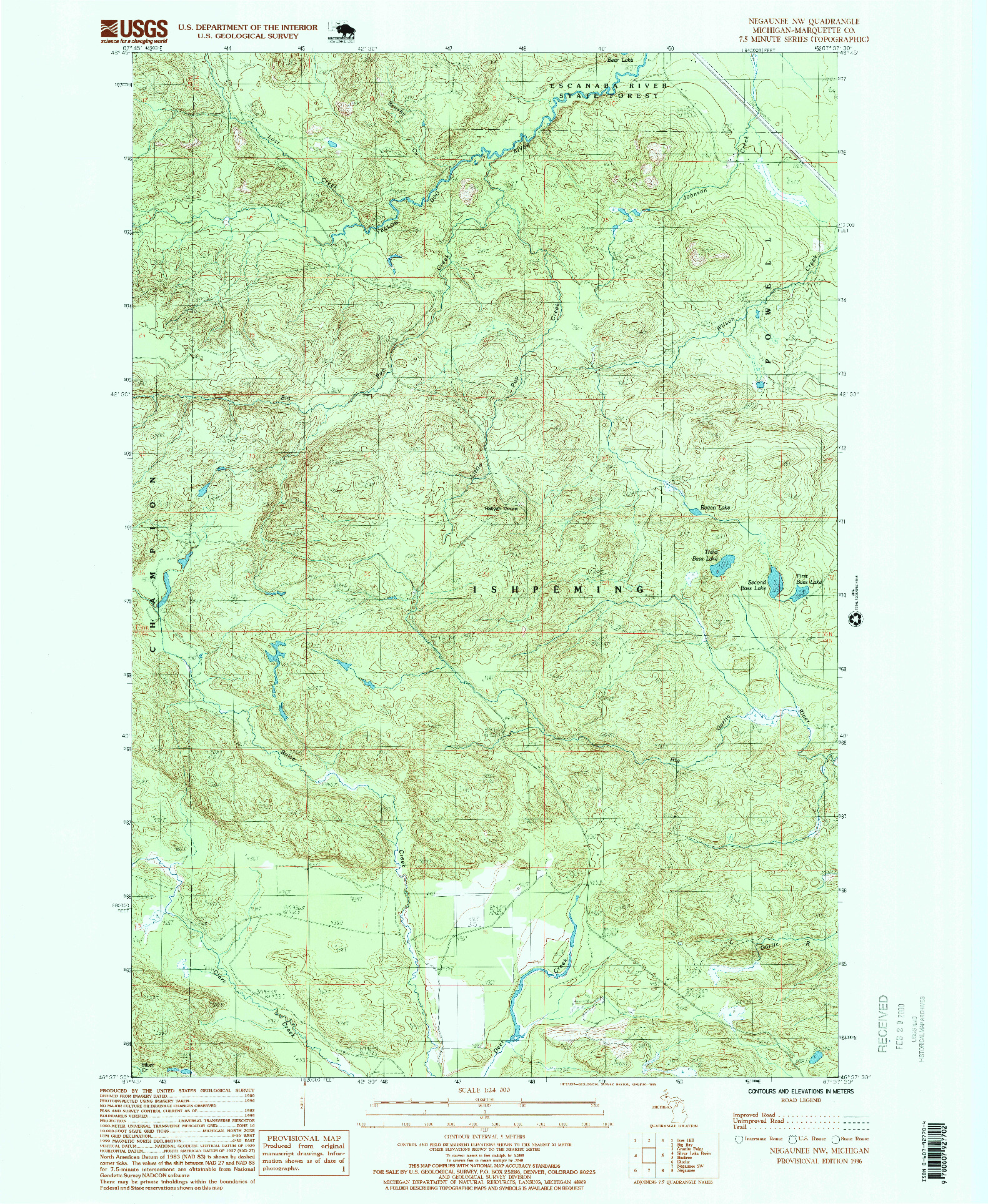 USGS 1:24000-SCALE QUADRANGLE FOR NEGAUNEE NW, MI 1996