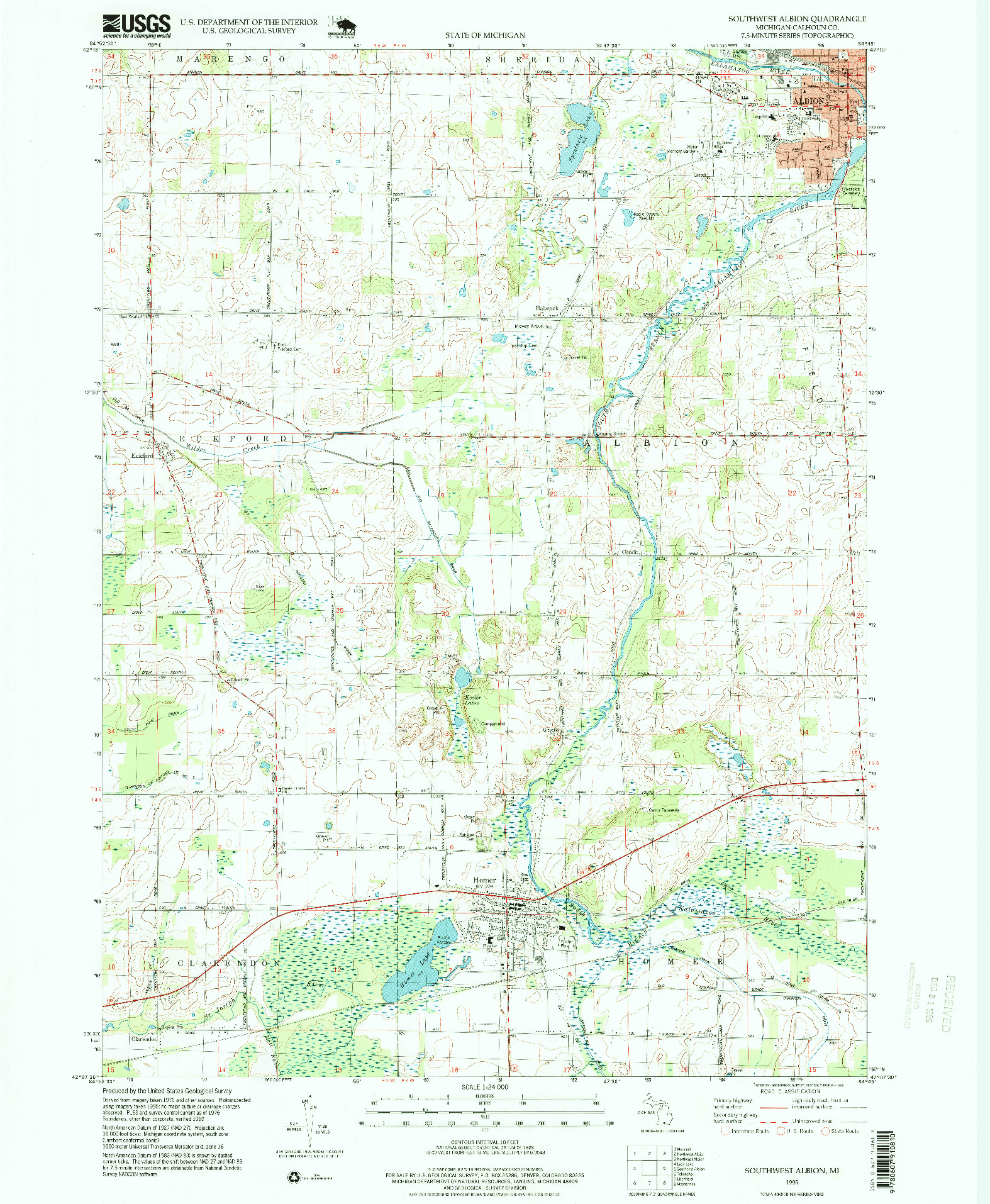 USGS 1:24000-SCALE QUADRANGLE FOR SOUTHWEST ALBION, MI 1995