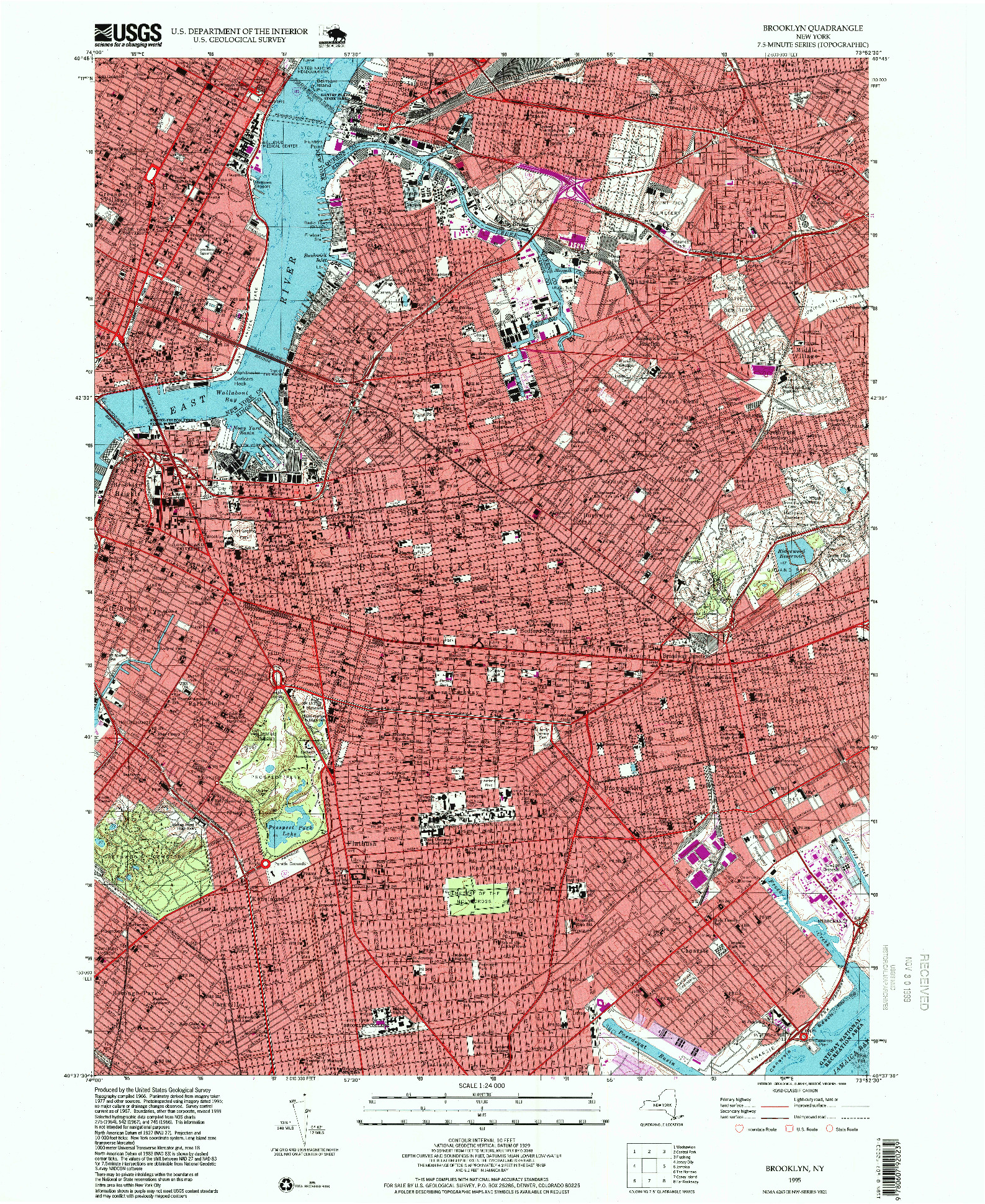 USGS 1:24000-SCALE QUADRANGLE FOR BROOKLYN, NY 1995