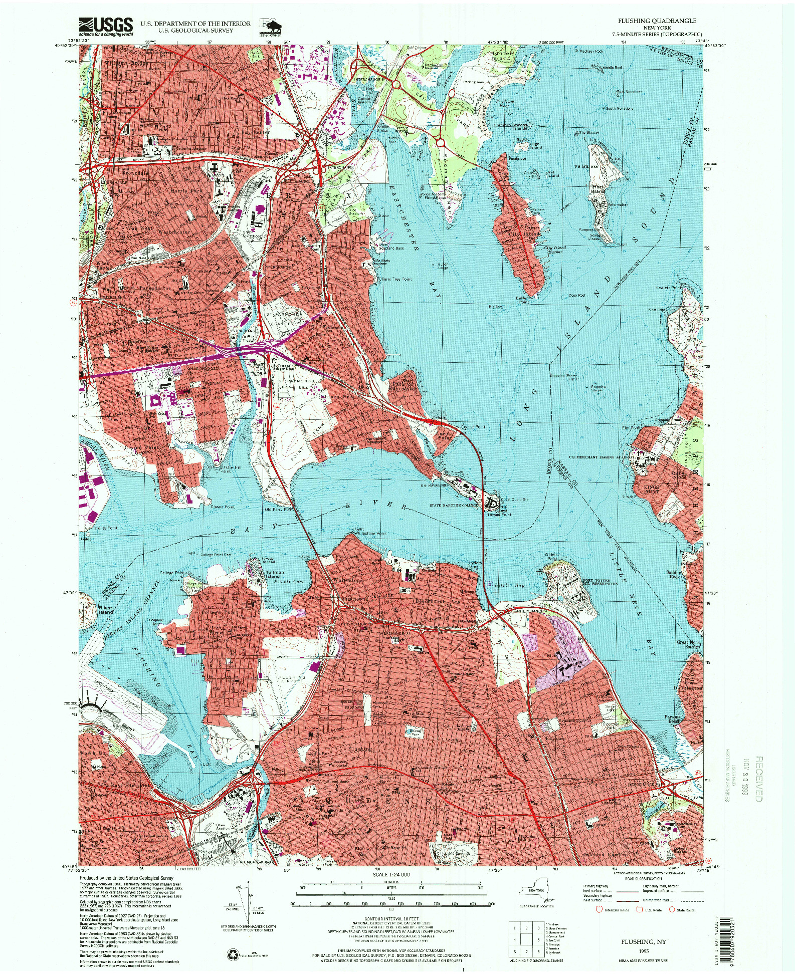 USGS 1:24000-SCALE QUADRANGLE FOR FLUSHING, NY 1995