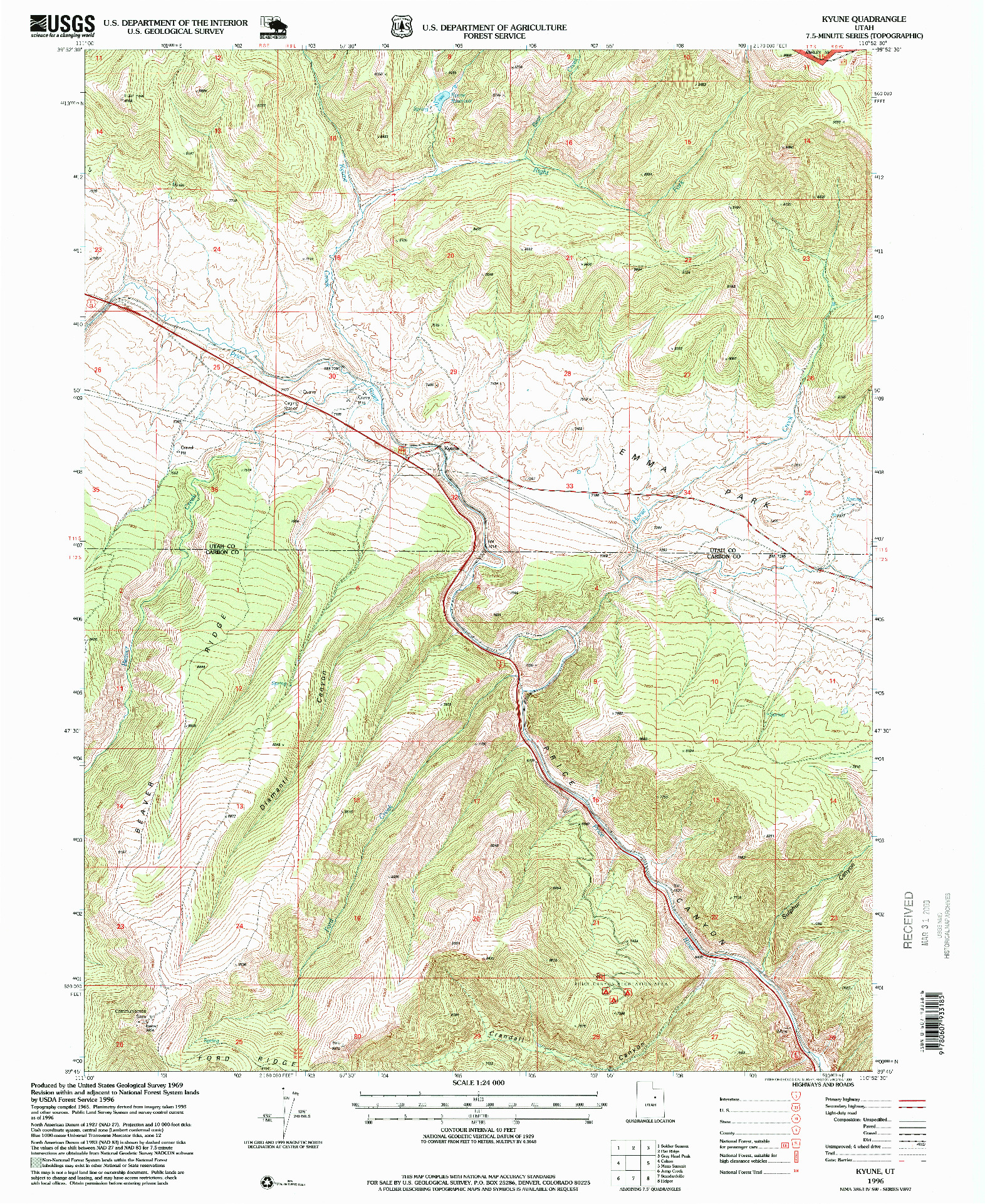 USGS 1:24000-SCALE QUADRANGLE FOR KYUNE, UT 1996