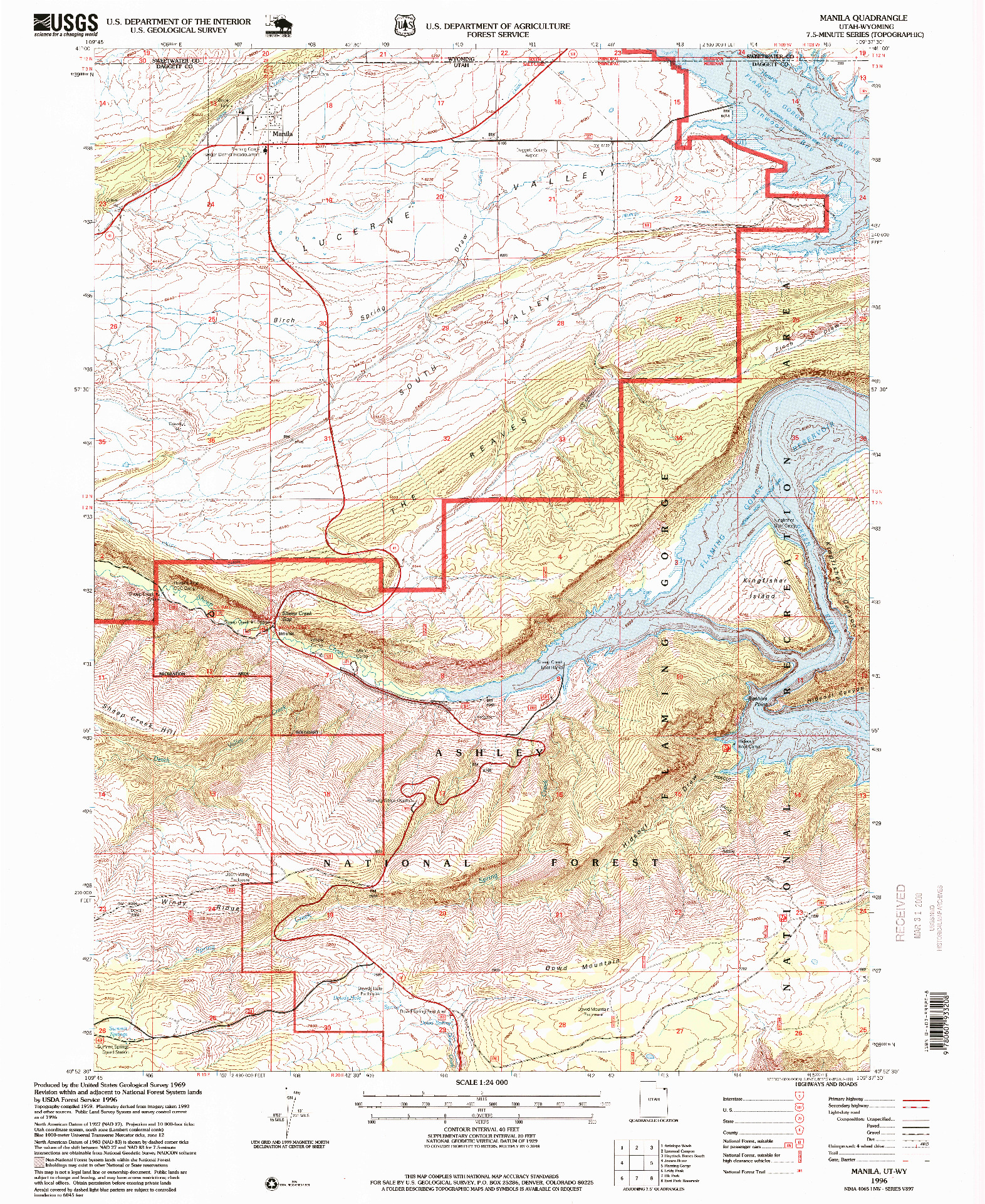 USGS 1:24000-SCALE QUADRANGLE FOR MANILA, UT 1996
