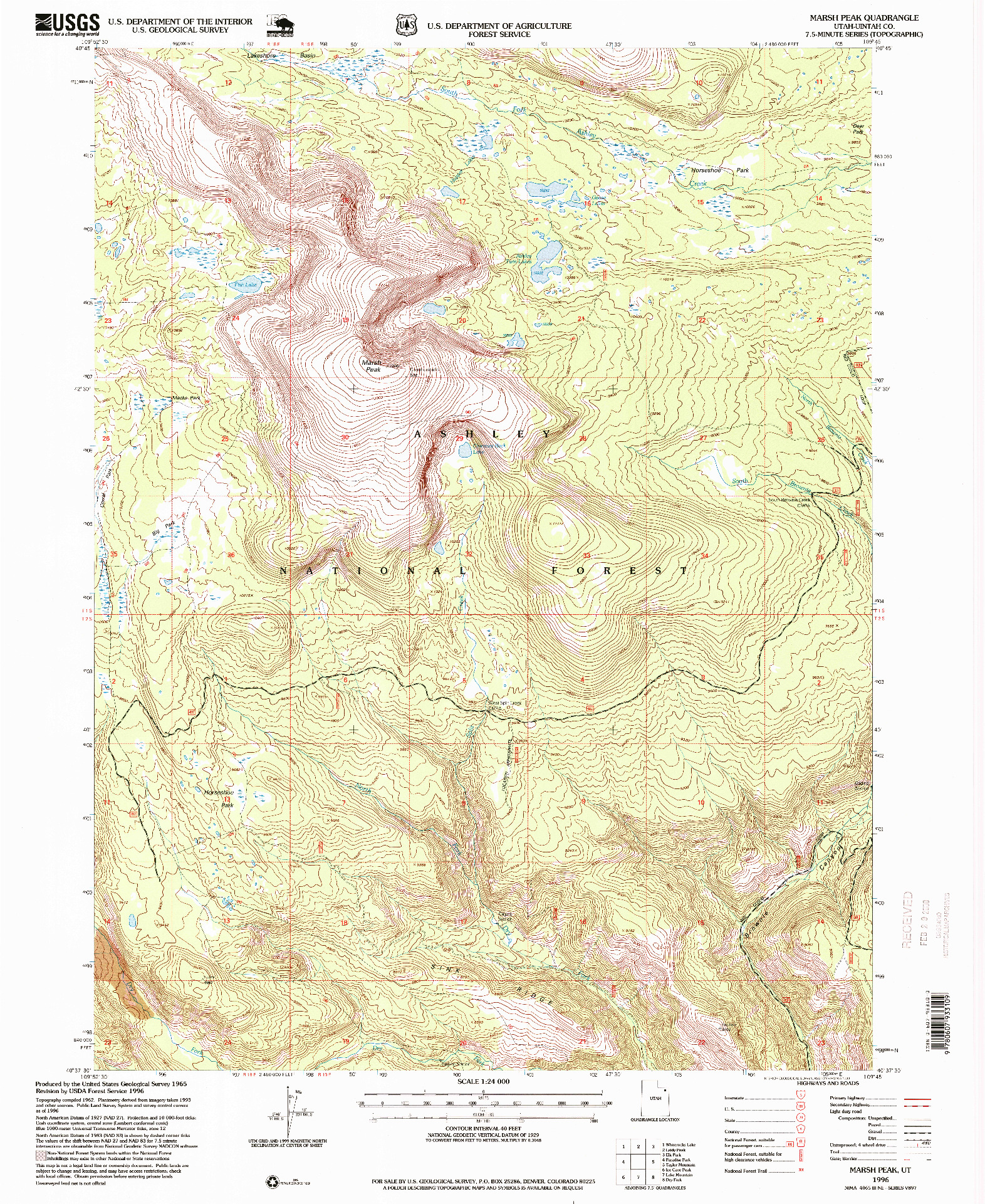 USGS 1:24000-SCALE QUADRANGLE FOR MARSH PEAK, UT 1996