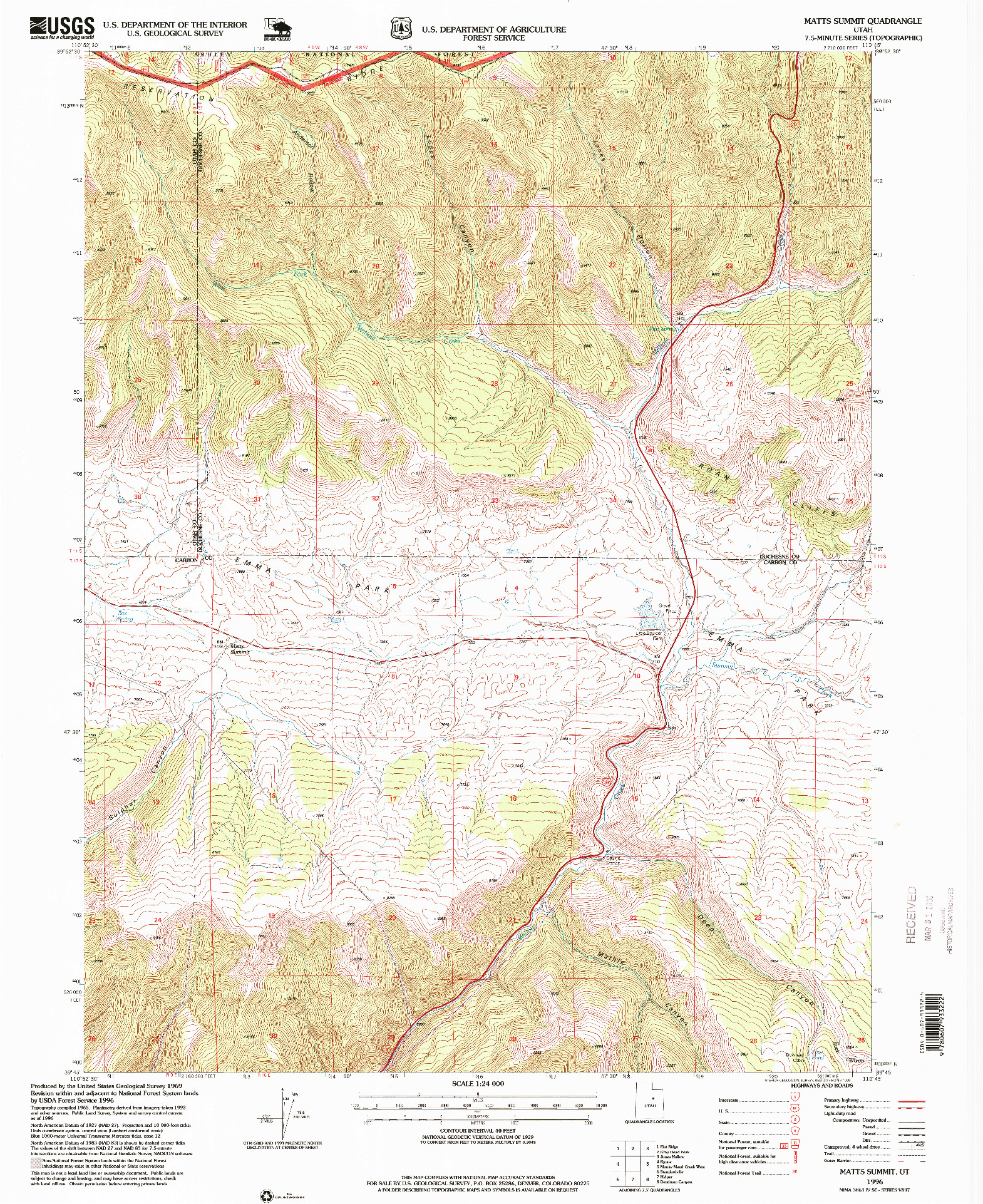 USGS 1:24000-SCALE QUADRANGLE FOR MATTS SUMMIT, UT 1996