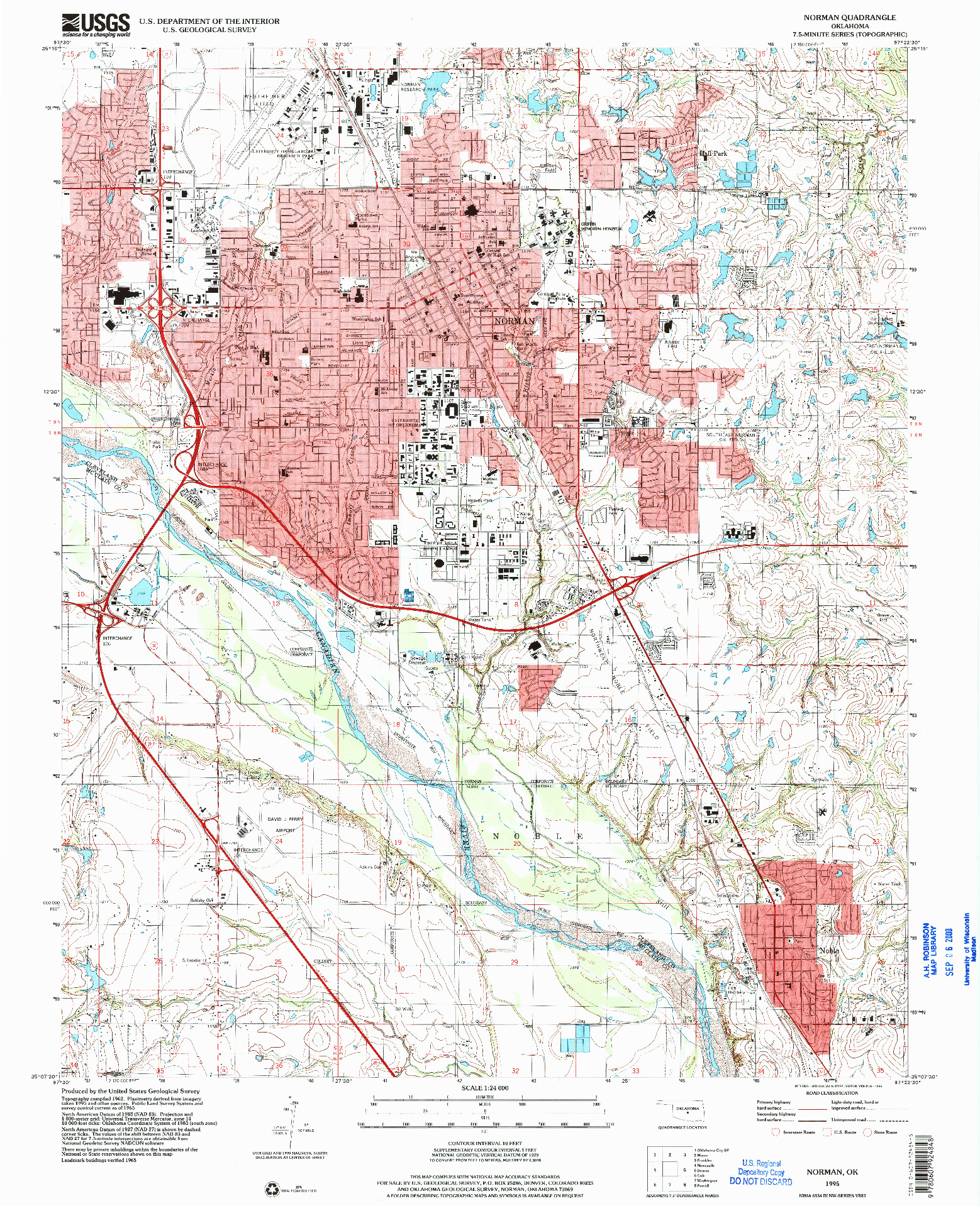 USGS 1:24000-SCALE QUADRANGLE FOR NORMAN, OK 1995