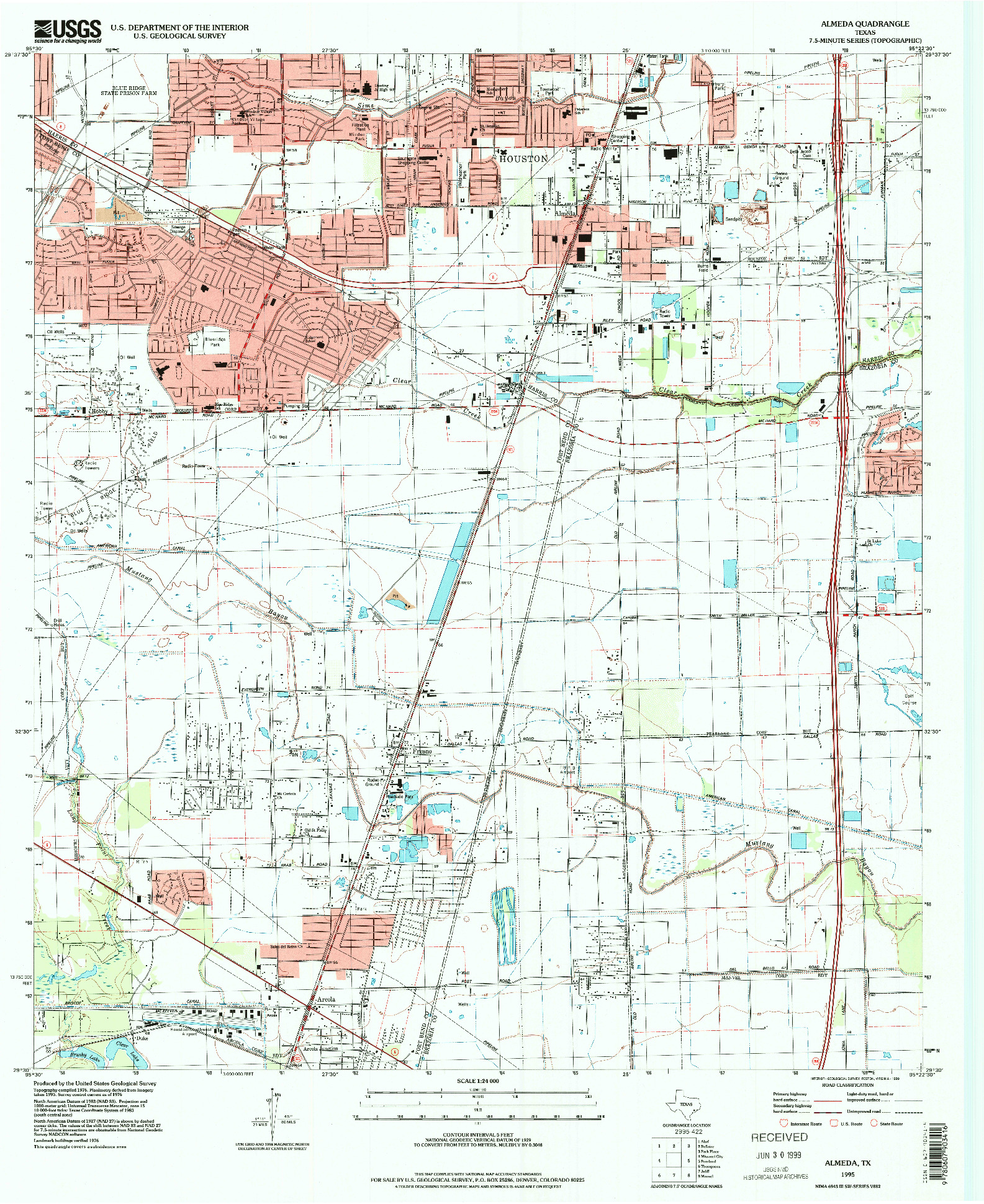 USGS 1:24000-SCALE QUADRANGLE FOR ALMEDA, TX 1995