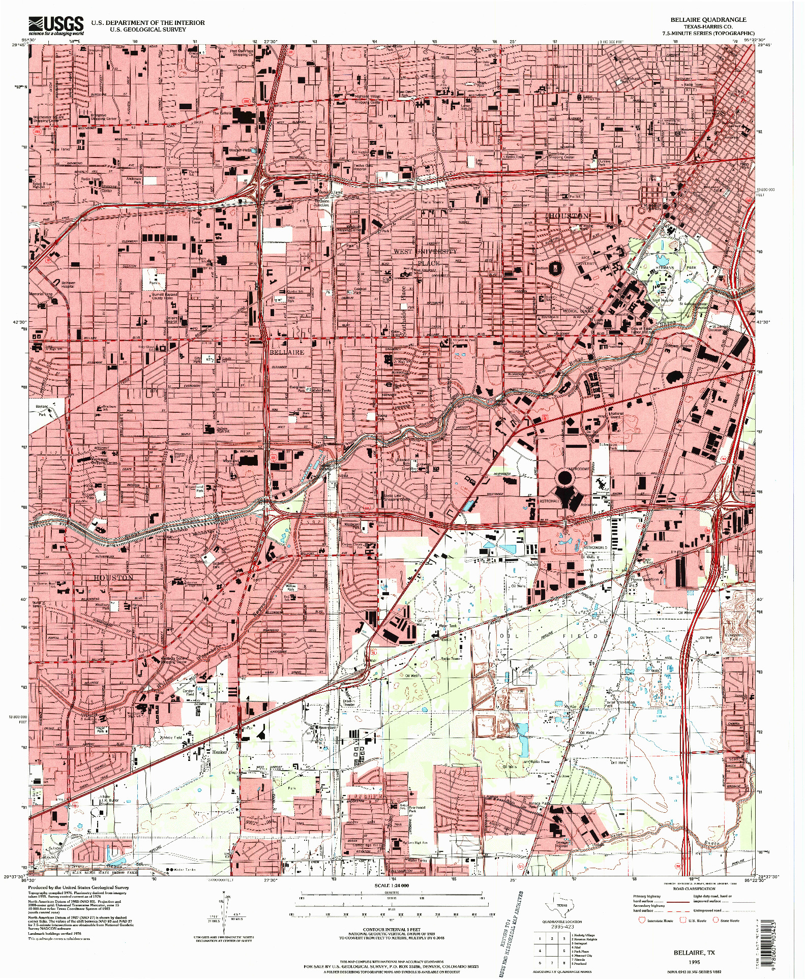 USGS 1:24000-SCALE QUADRANGLE FOR BELLAIRE, TX 1995