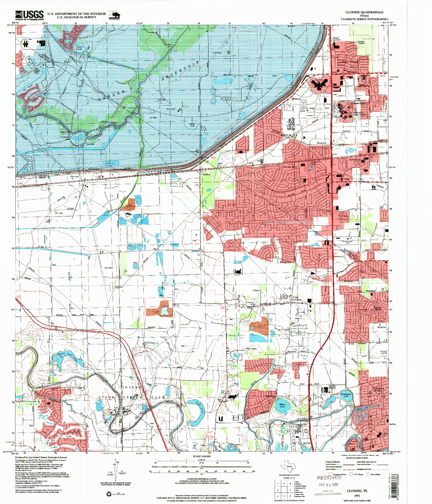 USGS 1:24000-SCALE QUADRANGLE FOR CLODINE, TX 1995