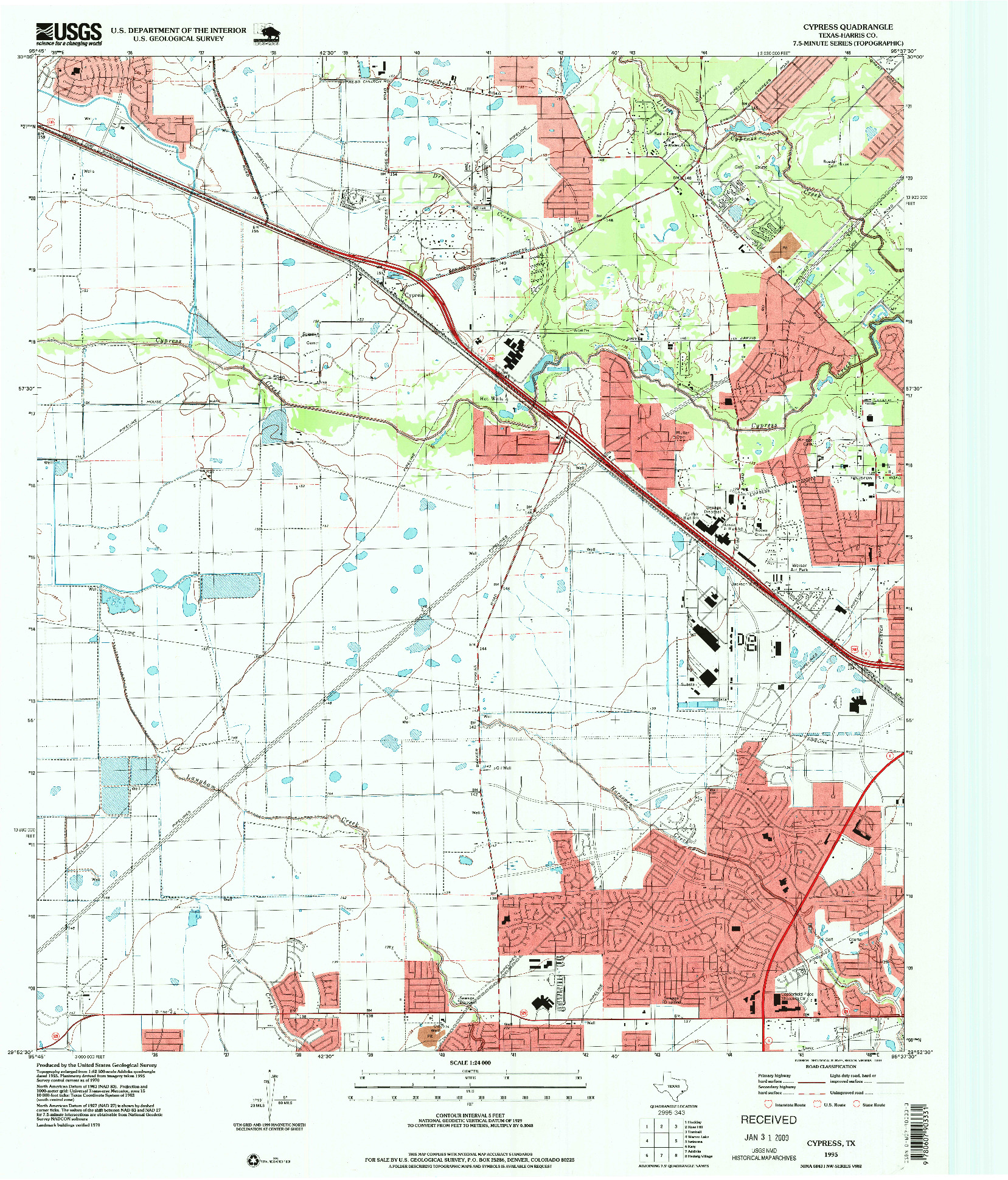 USGS 1:24000-SCALE QUADRANGLE FOR CYPRESS, TX 1995