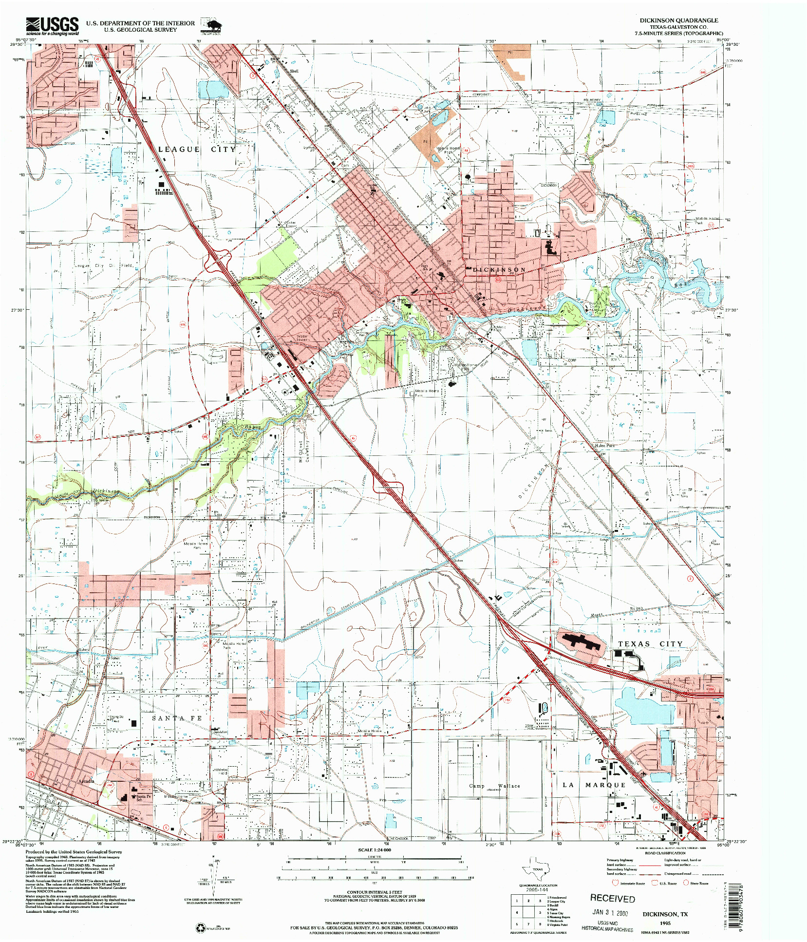 USGS 1:24000-SCALE QUADRANGLE FOR DICKINSON, TX 1995