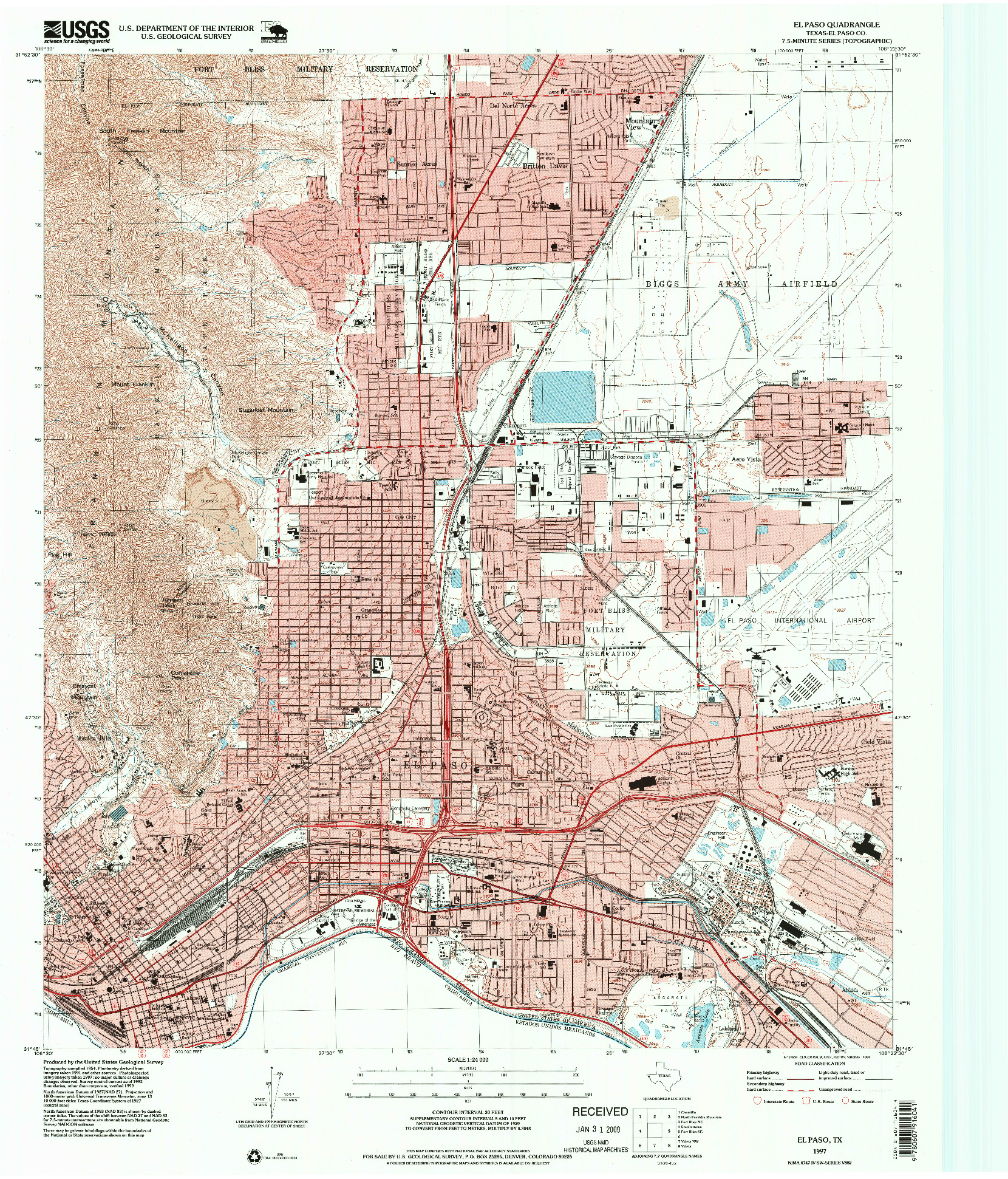 USGS 1:24000-SCALE QUADRANGLE FOR EL PASO, TX 1997