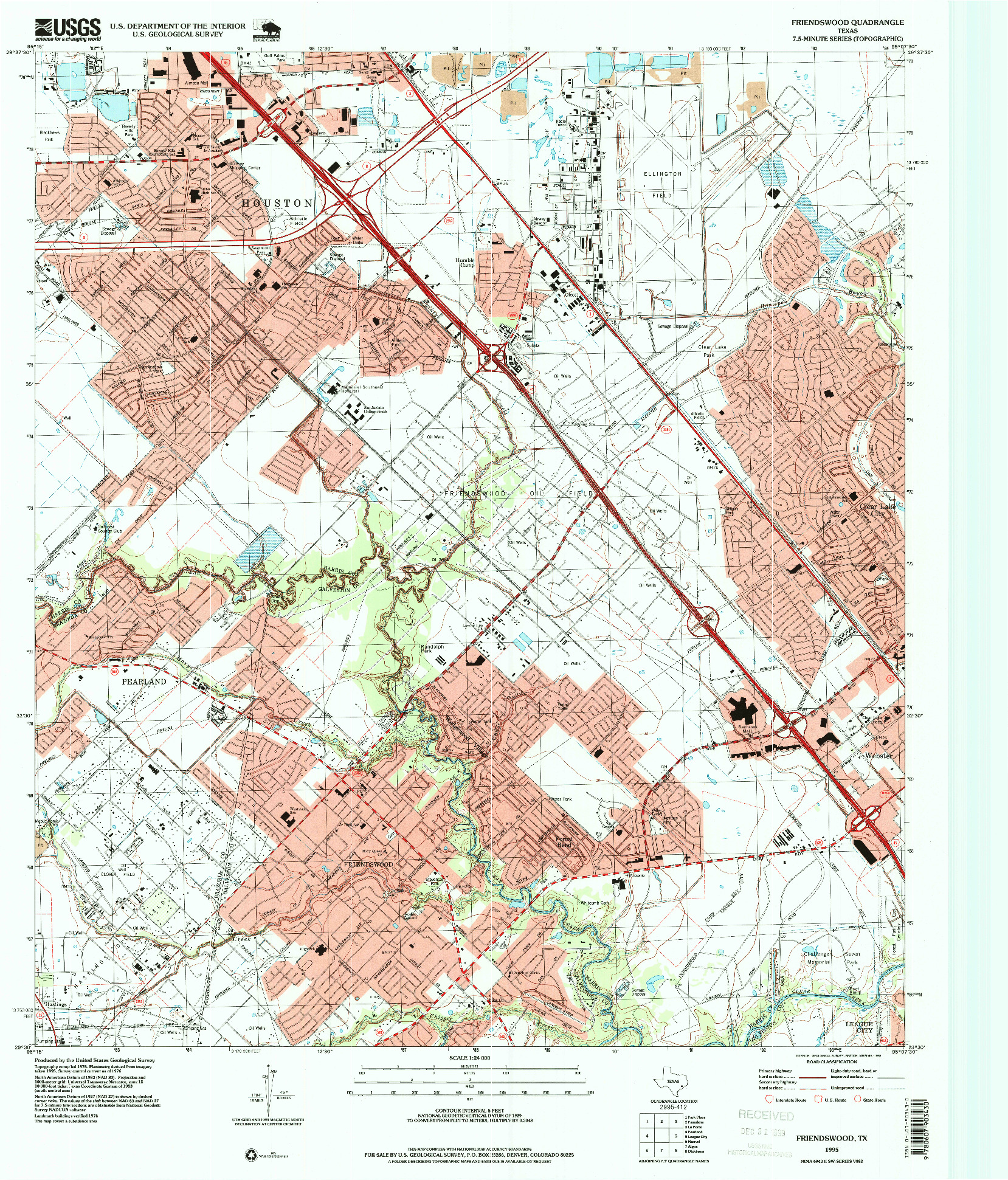 USGS 1:24000-SCALE QUADRANGLE FOR FRIENDSWOOD, TX 1995