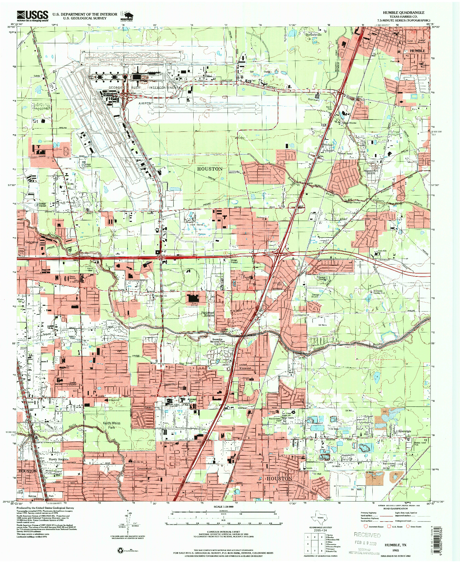 USGS 1:24000-SCALE QUADRANGLE FOR HUMBLE, TX 1995