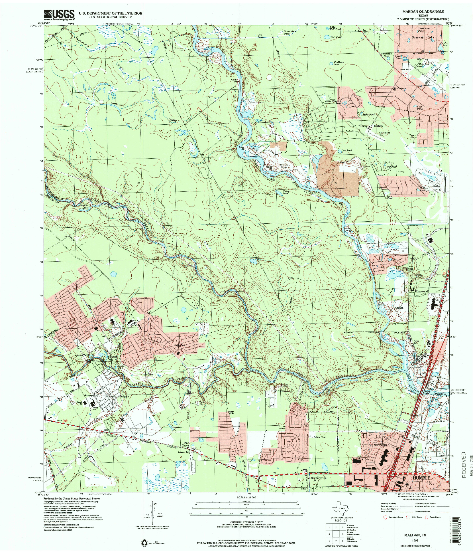 USGS 1:24000-SCALE QUADRANGLE FOR MAEDAN, TX 1995