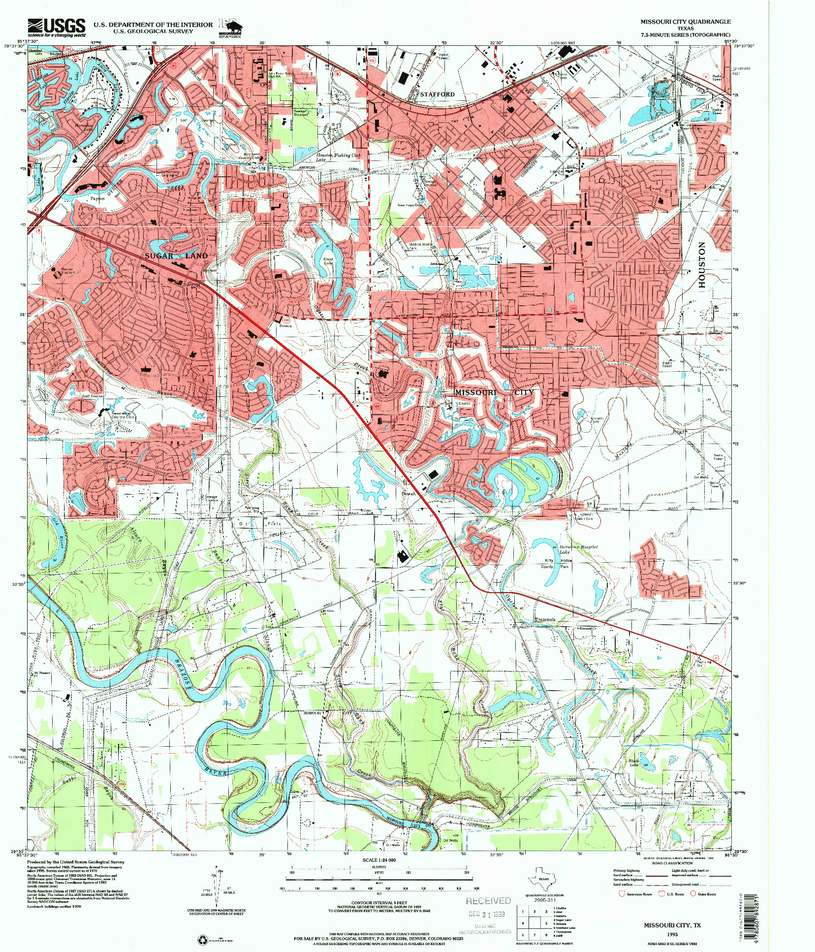 USGS 1:24000-SCALE QUADRANGLE FOR MISSOURI CITY, TX 1995