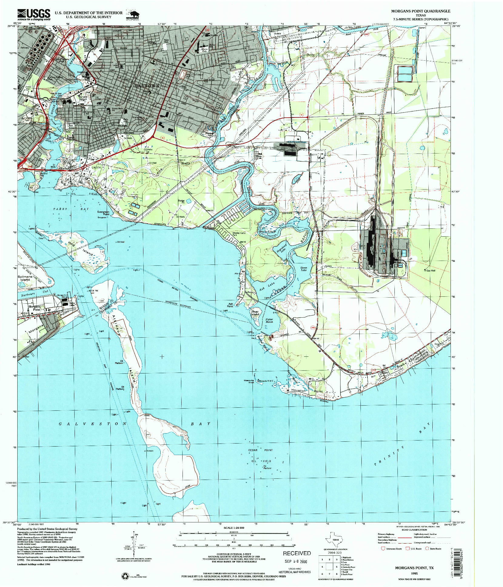 USGS 1:24000-SCALE QUADRANGLE FOR MORGANS POINT, TX 1995