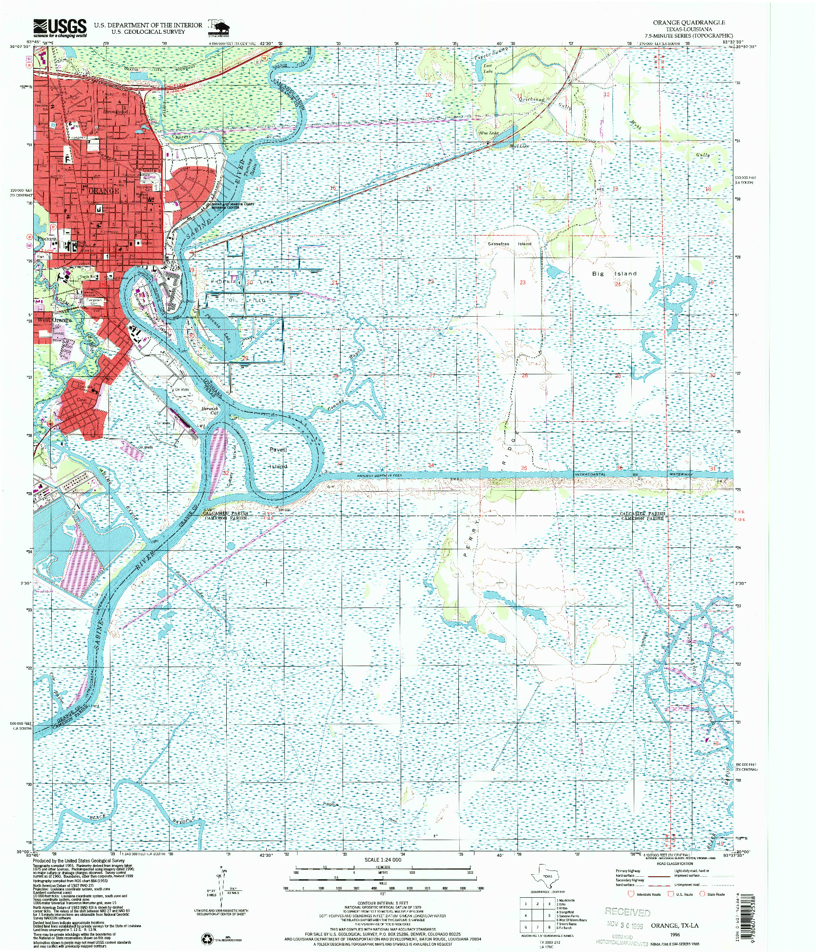 USGS 1:24000-SCALE QUADRANGLE FOR ORANGE, TX 1996