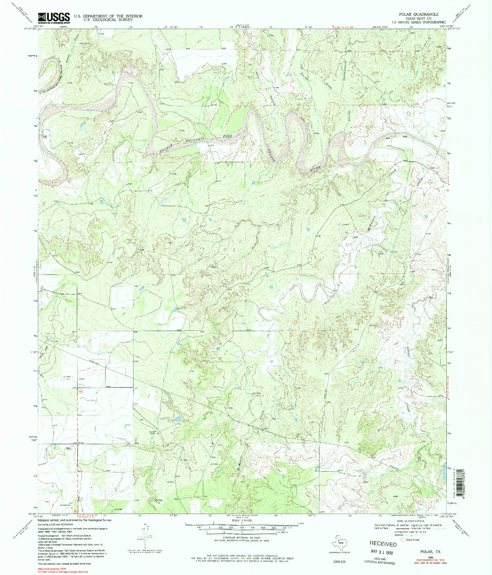 USGS 1:24000-SCALE QUADRANGLE FOR POLAR, TX 1969