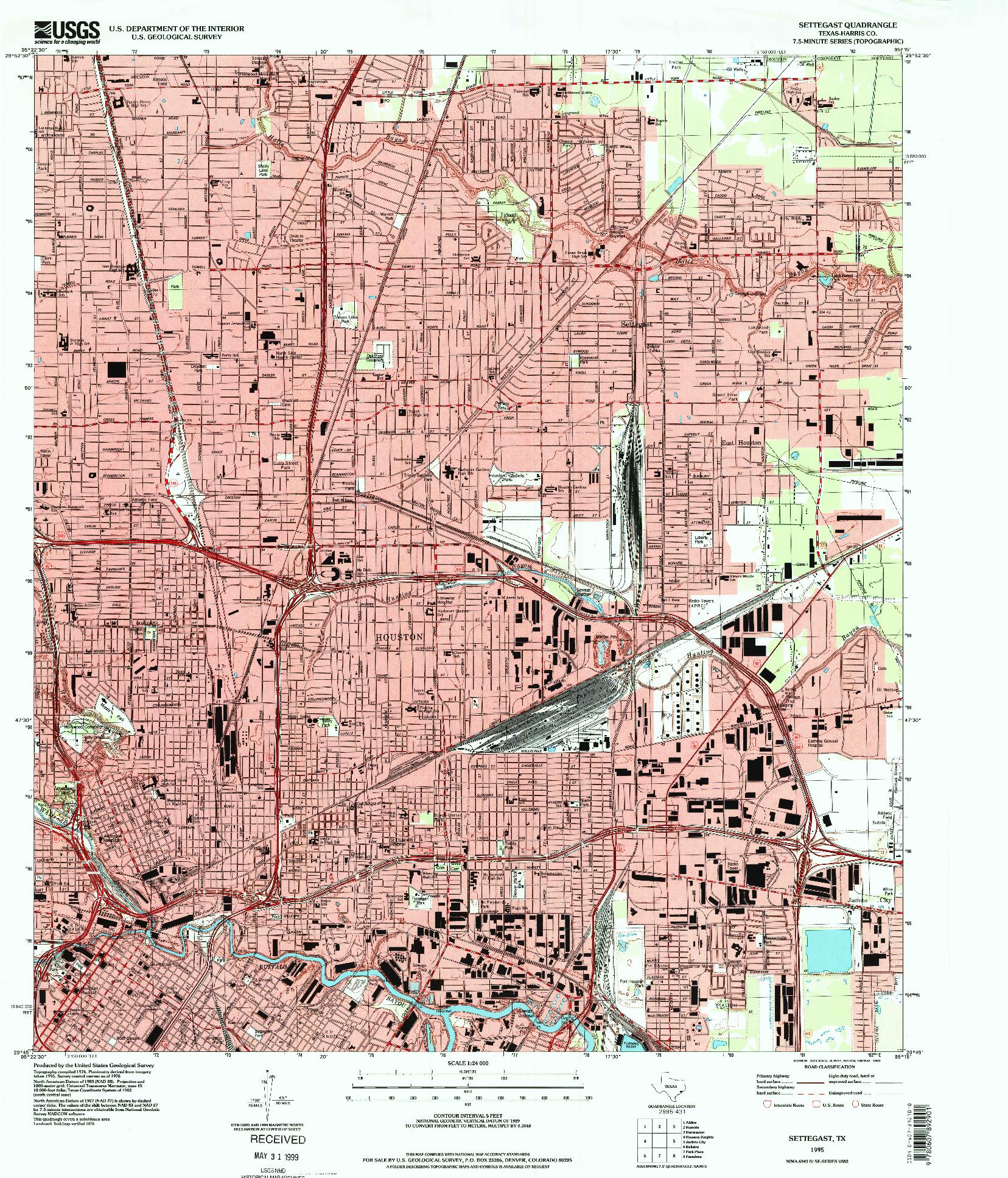 USGS 1:24000-SCALE QUADRANGLE FOR SETTEGAST, TX 1995