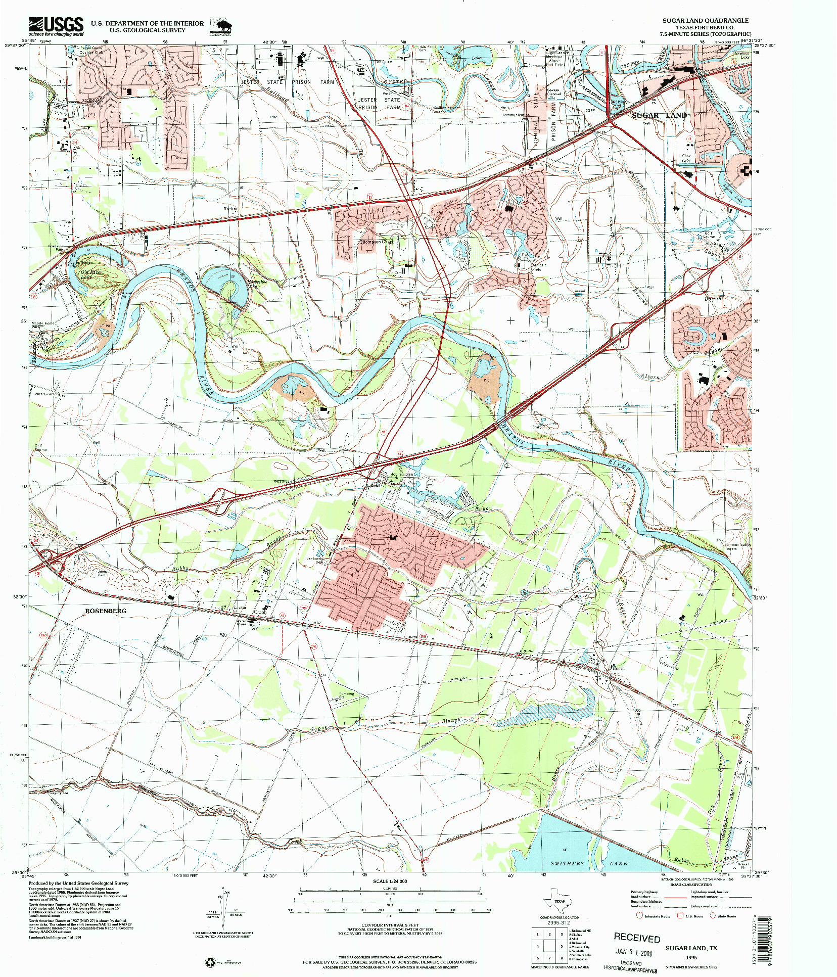 USGS 1:24000-SCALE QUADRANGLE FOR SUGAR LAND, TX 1995