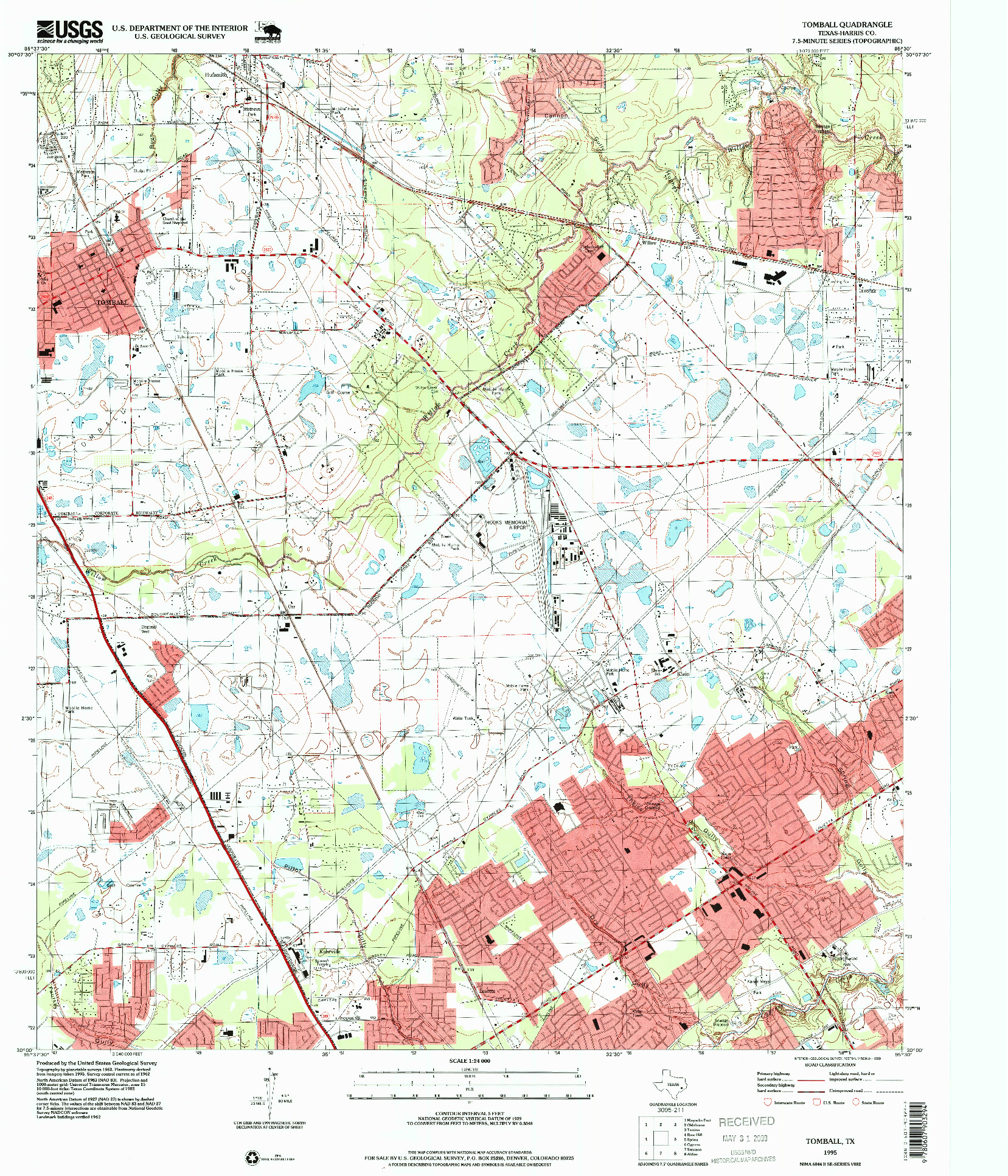 USGS 1:24000-SCALE QUADRANGLE FOR TOMBALL, TX 1995