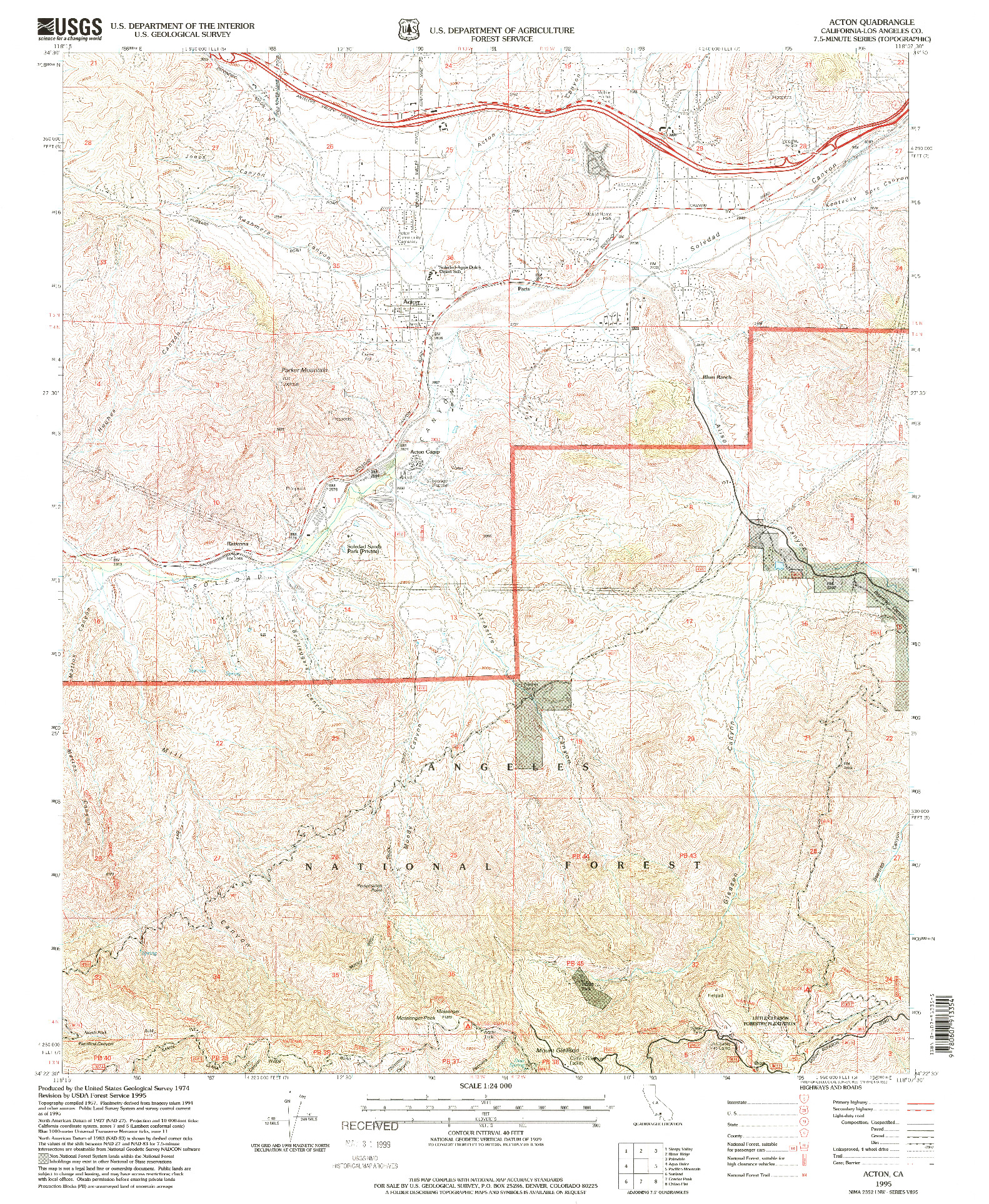 USGS 1:24000-SCALE QUADRANGLE FOR ACTON, CA 1995