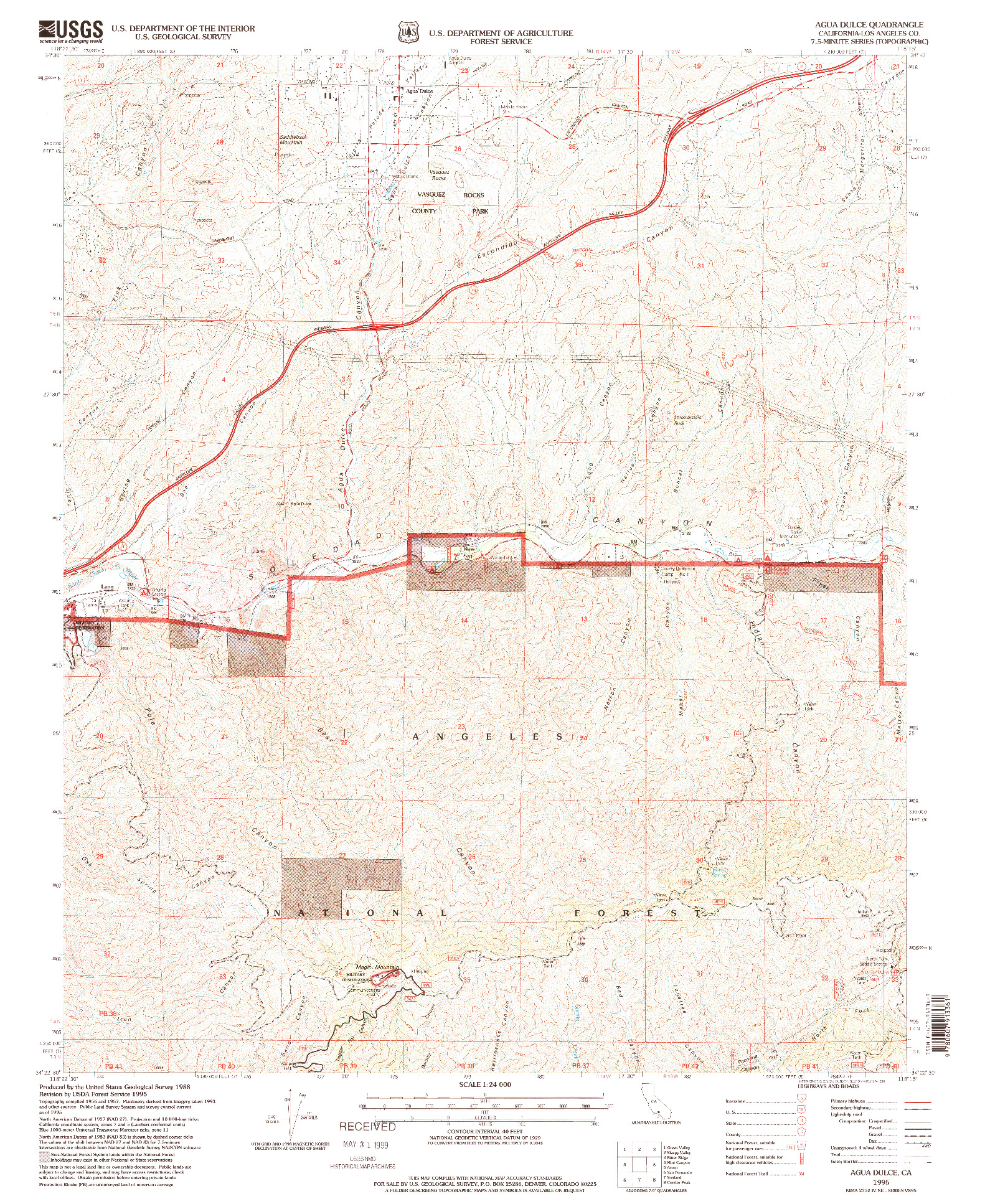 USGS 1:24000-SCALE QUADRANGLE FOR AGUA DULCE, CA 1995