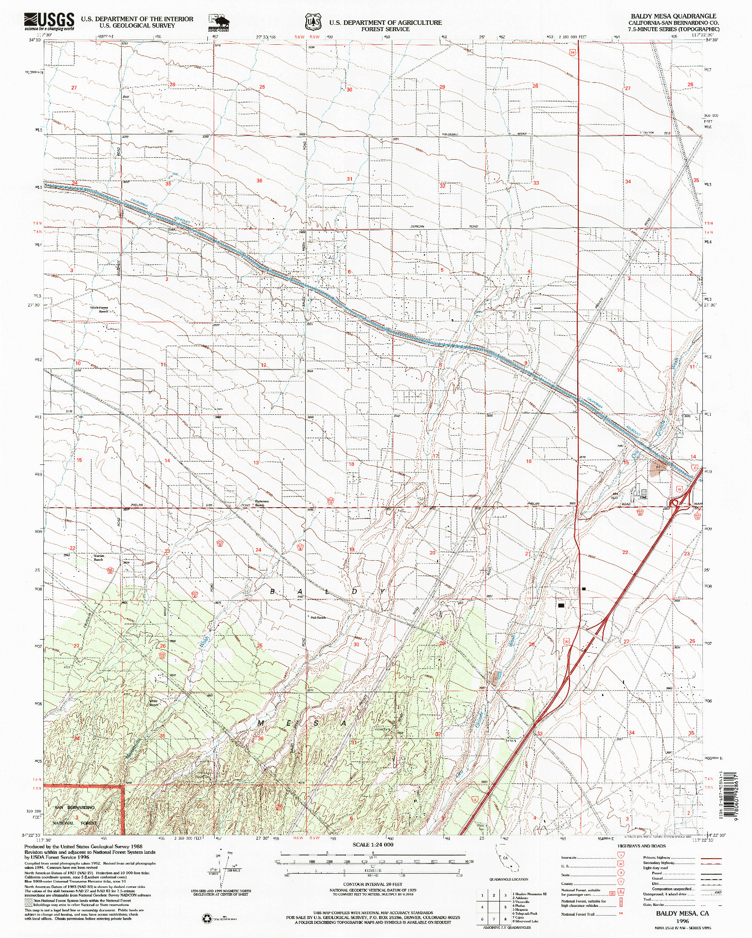 USGS 1:24000-SCALE QUADRANGLE FOR BALDY MESA, CA 1996