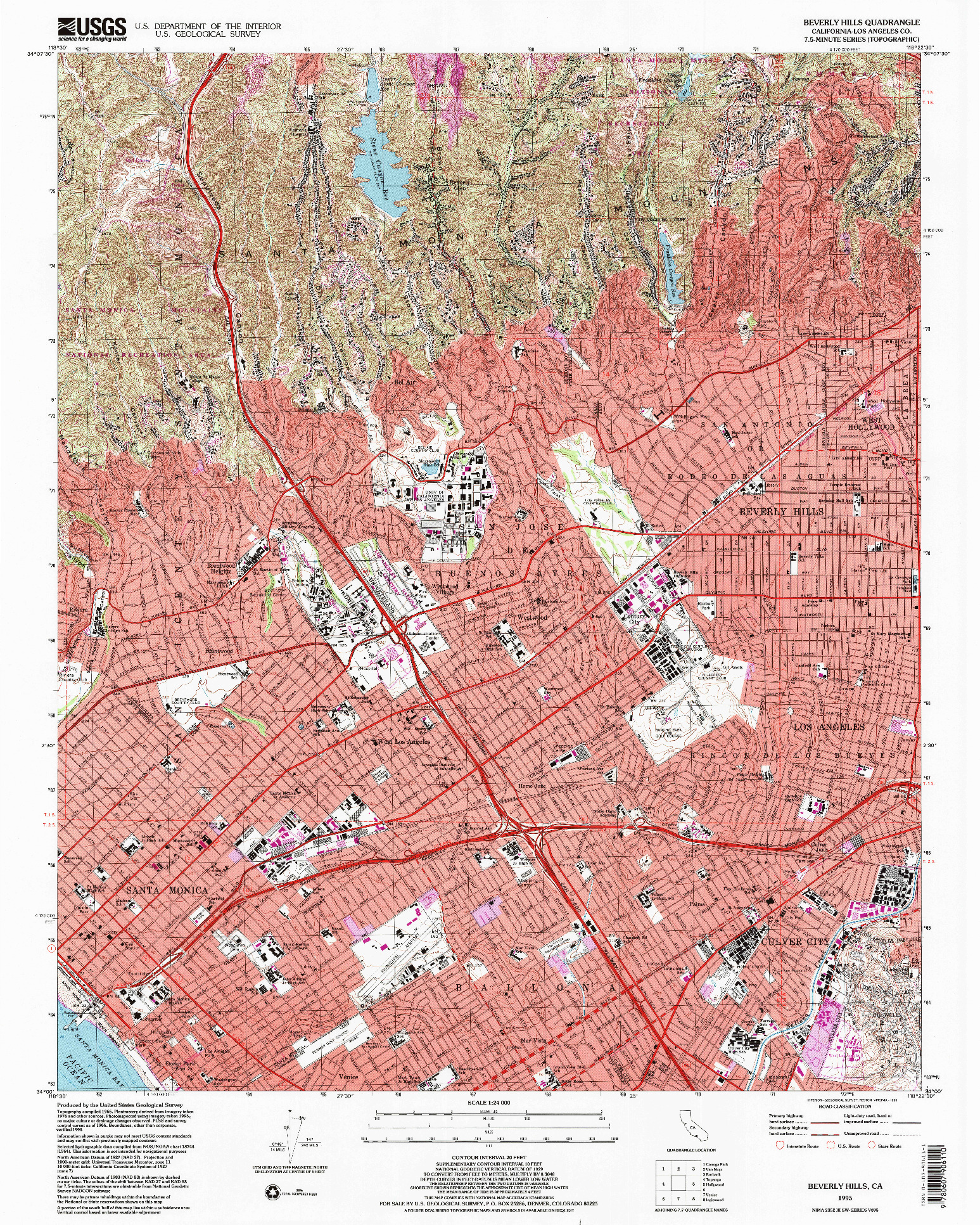 USGS 1:24000-SCALE QUADRANGLE FOR BEVERLY HILLS, CA 1995