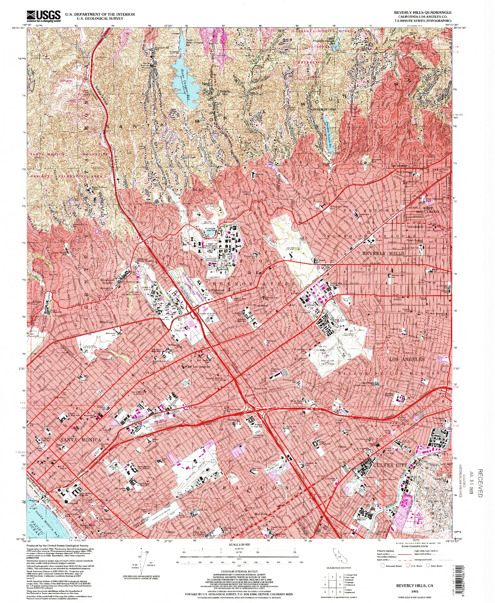 USGS 1:24000-SCALE QUADRANGLE FOR BEVERLY HILLS, CA 1995