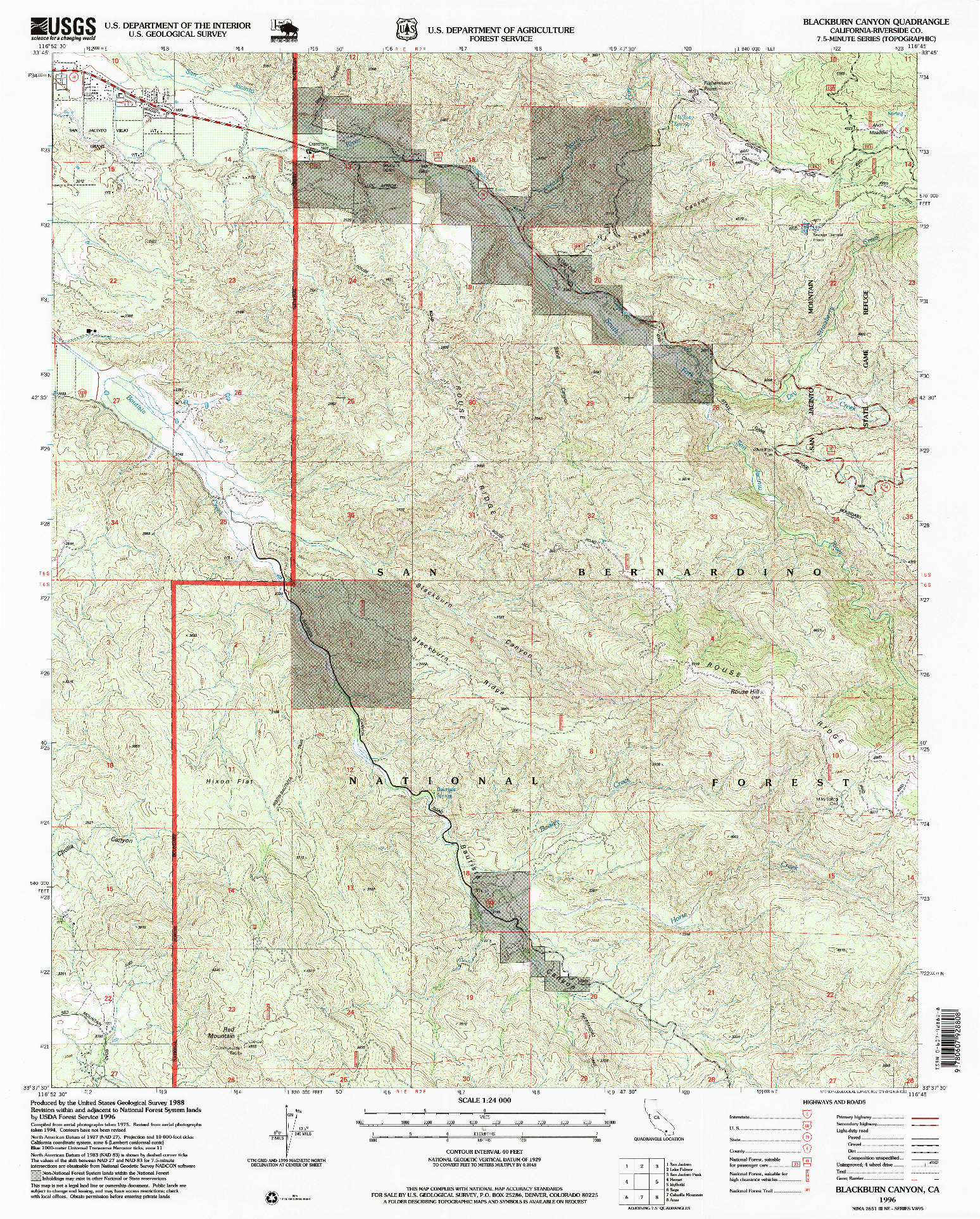 USGS 1:24000-SCALE QUADRANGLE FOR BLACKBURN CANYON, CA 1996