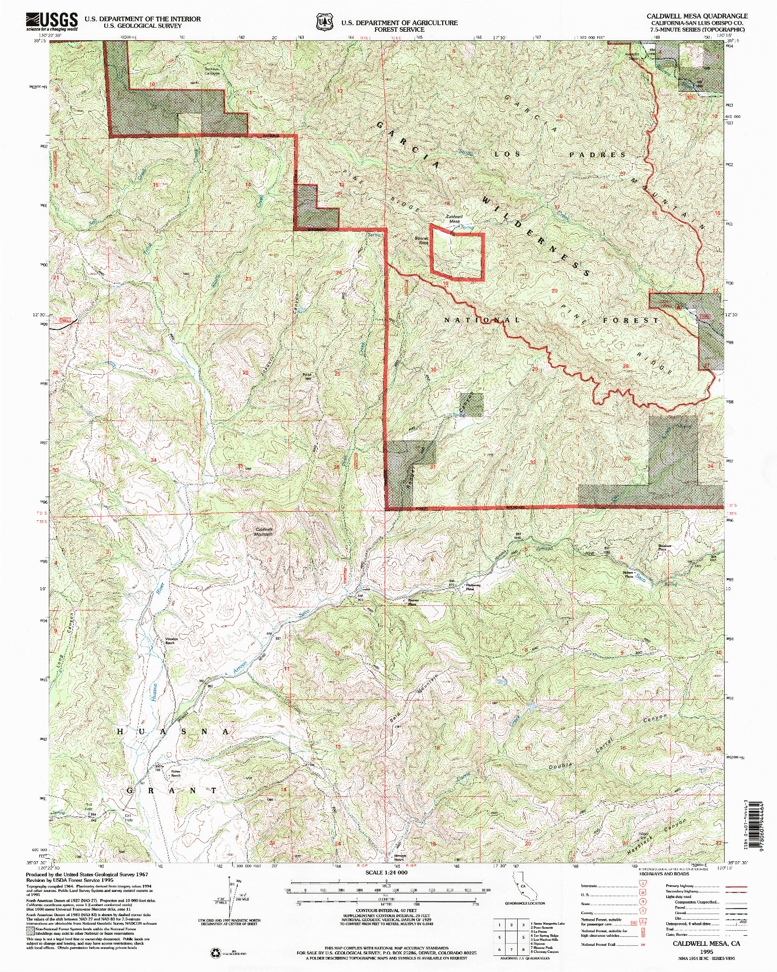 USGS 1:24000-SCALE QUADRANGLE FOR CALDWELL MESA, CA 1995