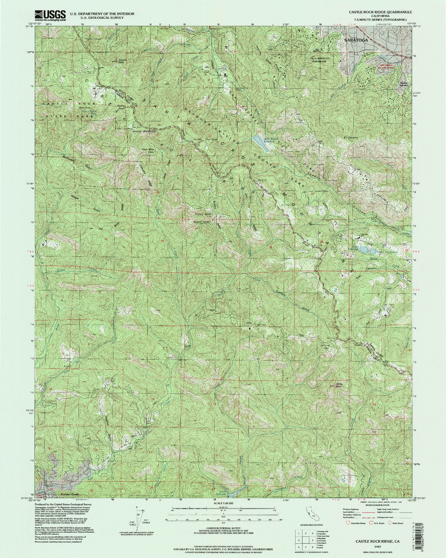 USGS 1:24000-SCALE QUADRANGLE FOR CASTLE ROCK RIDGE, CA 1997