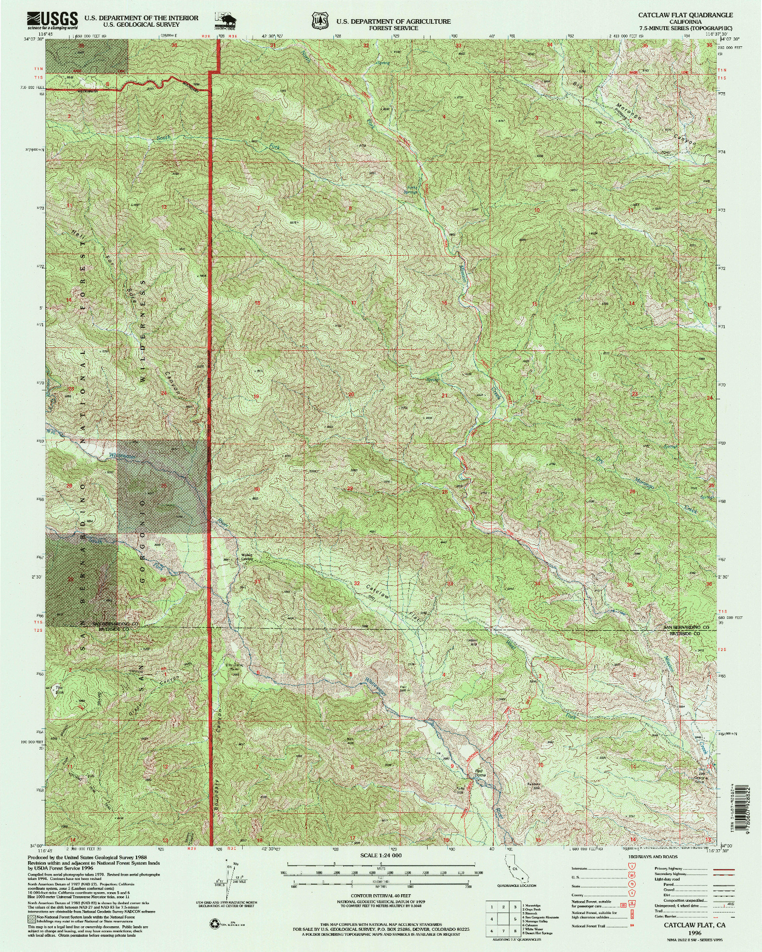 USGS 1:24000-SCALE QUADRANGLE FOR CATCLAW FLAT, CA 1996
