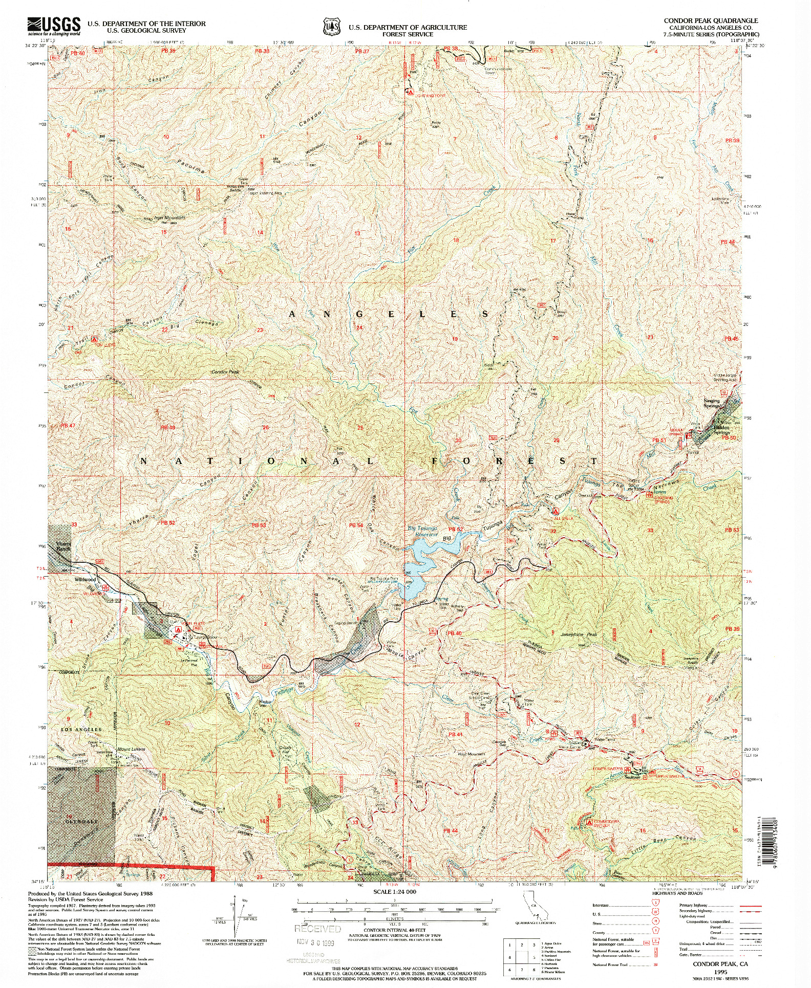 USGS 1:24000-SCALE QUADRANGLE FOR CONDOR PEAK, CA 1995