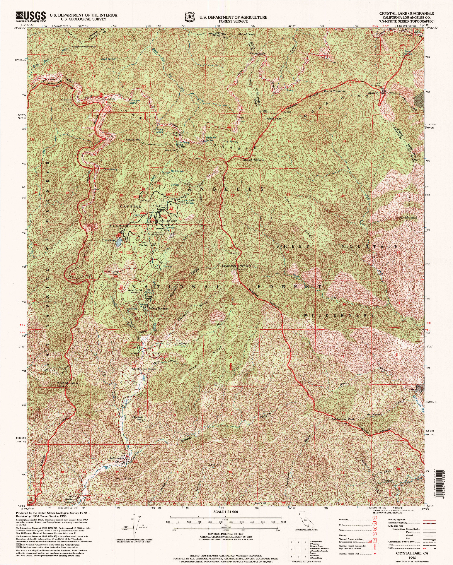 USGS 1:24000-SCALE QUADRANGLE FOR CRYSTAL LAKE, CA 1995