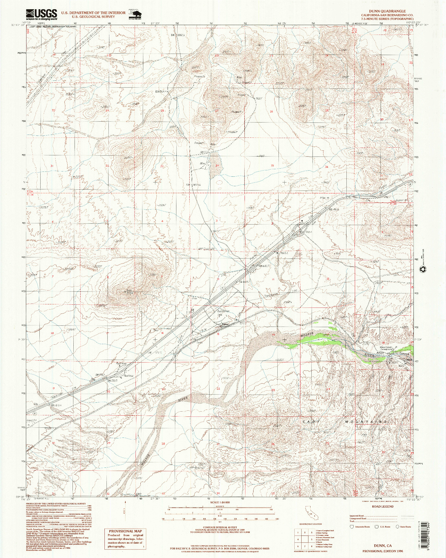 USGS 1:24000-SCALE QUADRANGLE FOR DUNN, CA 1996