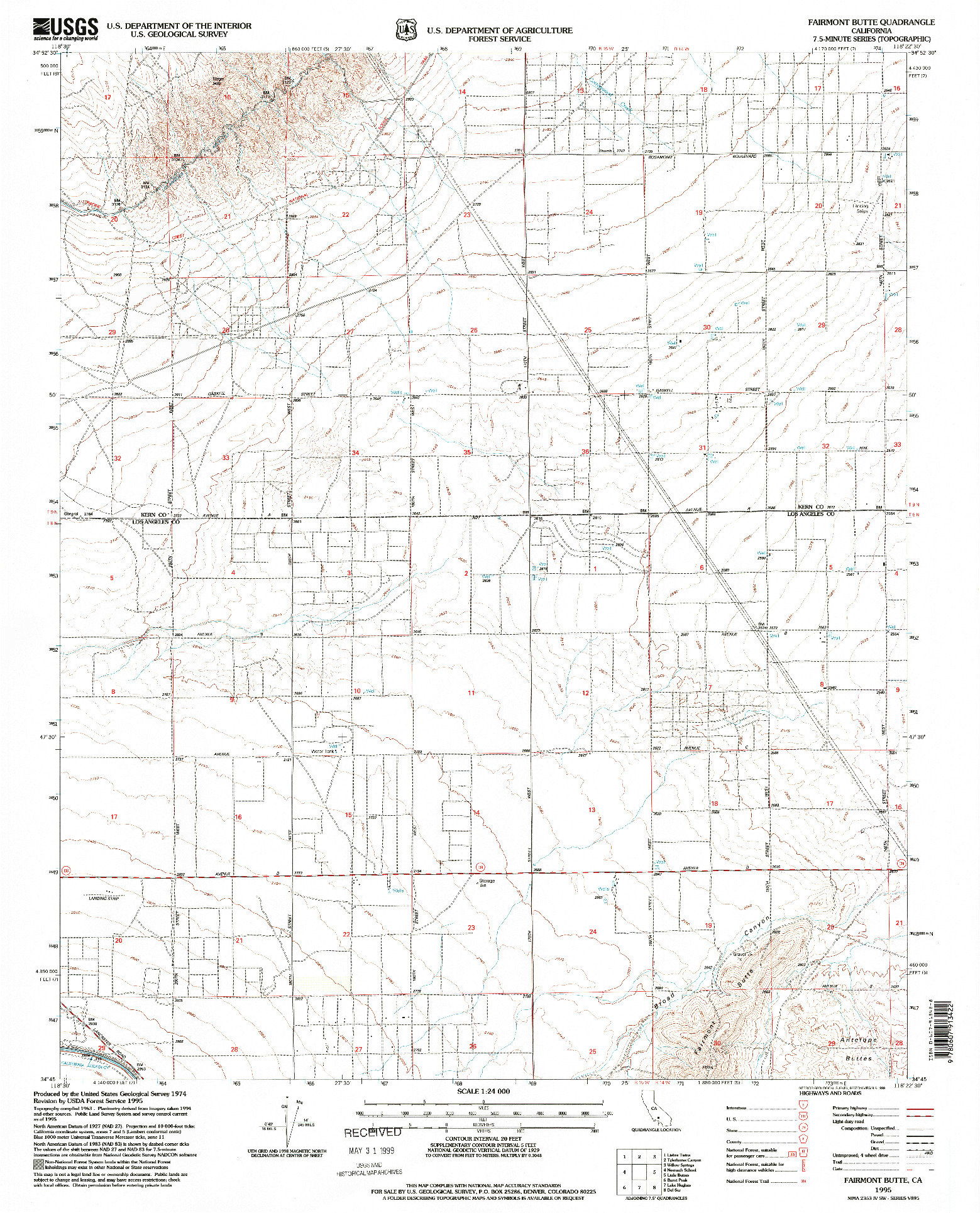 USGS 1:24000-SCALE QUADRANGLE FOR FAIRMONT BUTTE, CA 1995