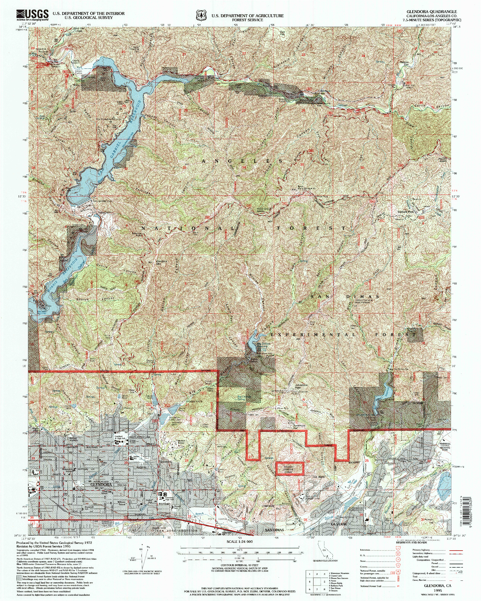 USGS 1:24000-SCALE QUADRANGLE FOR GLENDORA, CA 1995